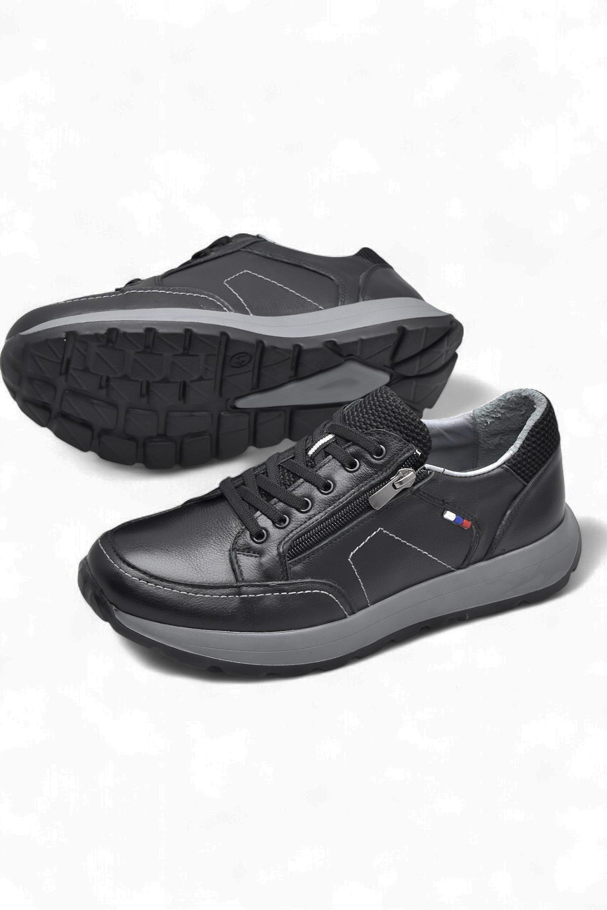 1751 Tam Ortopedik Taban Hakiki Deri Erkek Ayakkabı Fermuarlı Erkek Ayakkabı - Görsel 5