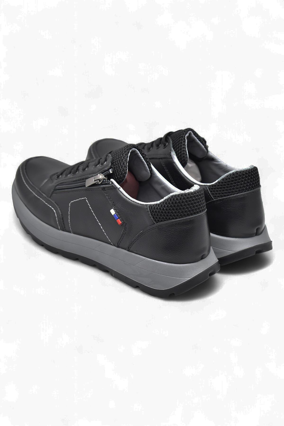 1751 Tam Ortopedik Taban Hakiki Deri Erkek Ayakkabı Fermuarlı Erkek Ayakkabı - Görsel 6