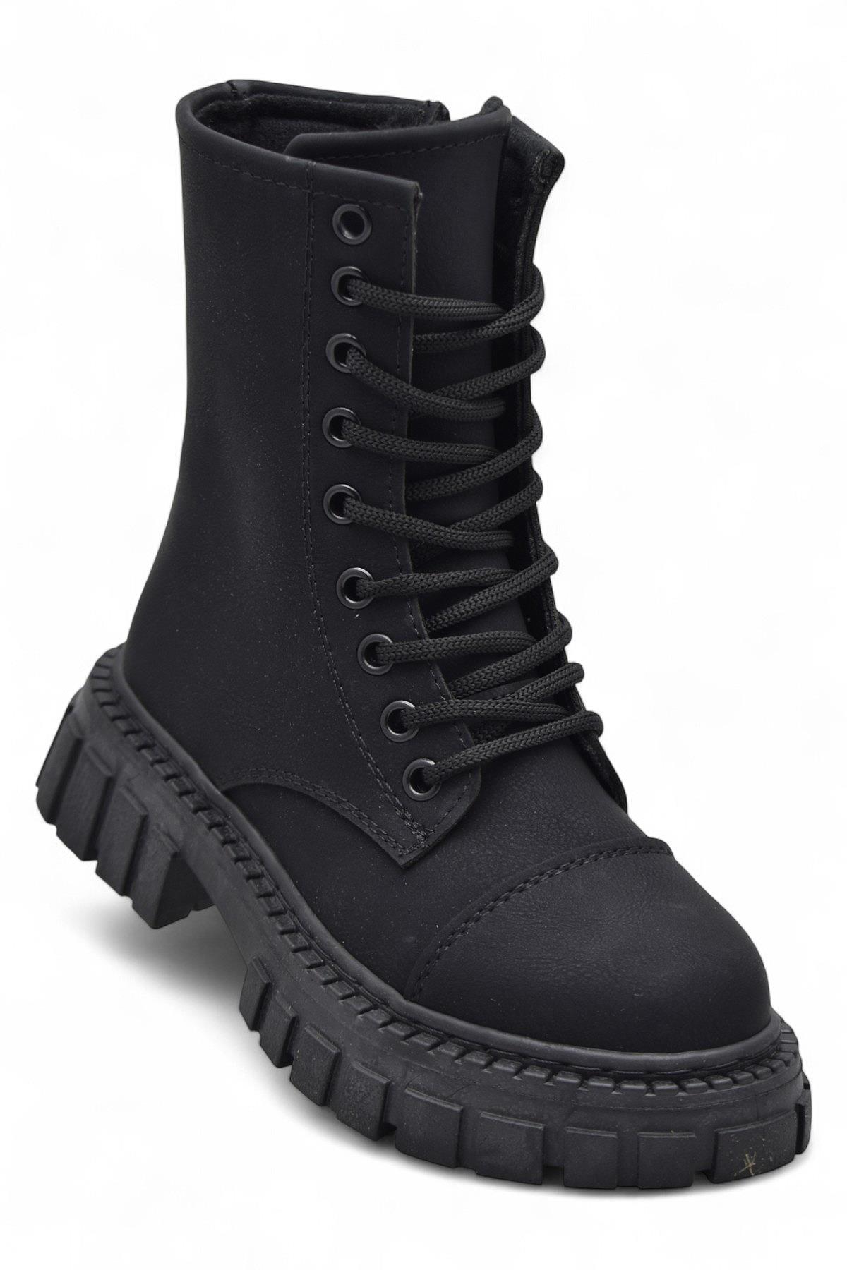 2395 Ortopedik Bağcıklı Fermuarlı Kız Çocuk Bot Ayakkabı İçi Yünlü Kız Çocuk Botu - Görsel 3