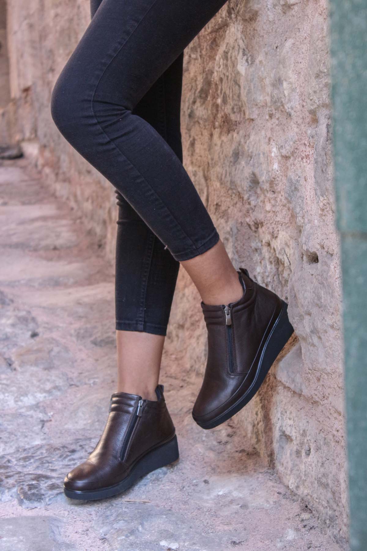 Hakiki Deri Kadın Kalın Taban Bot 863SZA356 - Görsel 2