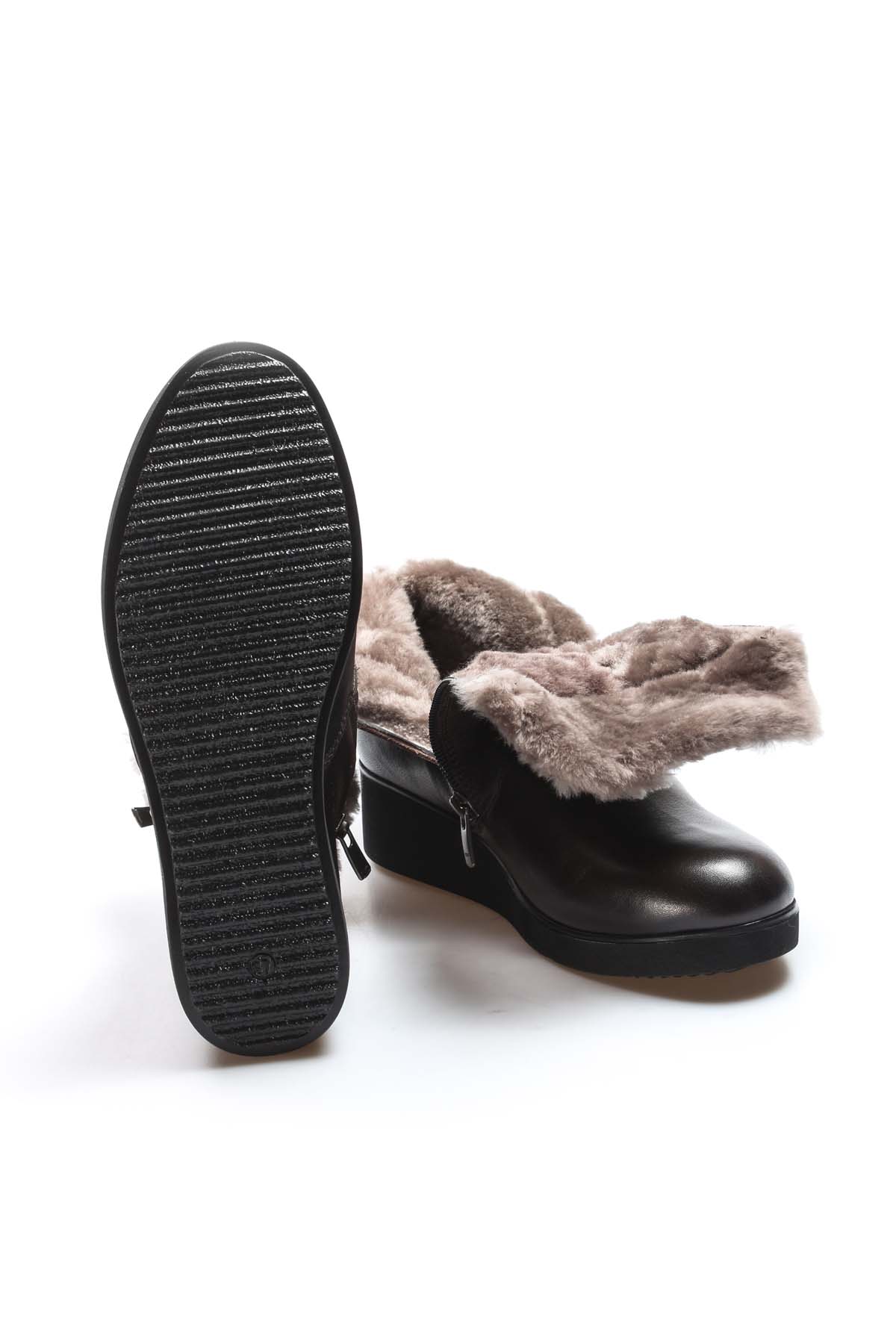 Hakiki Deri Kürklü Kadın Kalın Taban Bot 863KZA2053 - Görsel 5