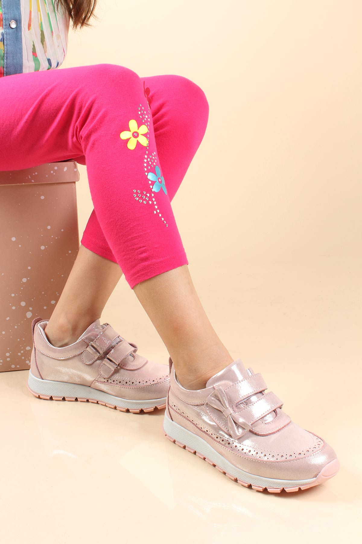 Hakiki Deri Kız Çocuk Sneaker Ayakkabı 837FA03 - Görsel 2