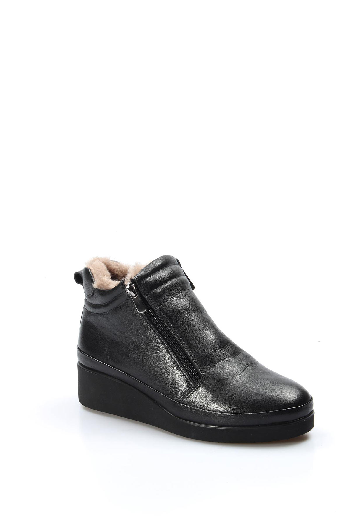 Hakiki Deri Kürklü Kadın Kalın Taban Bot 863KZA356 - Görsel 4