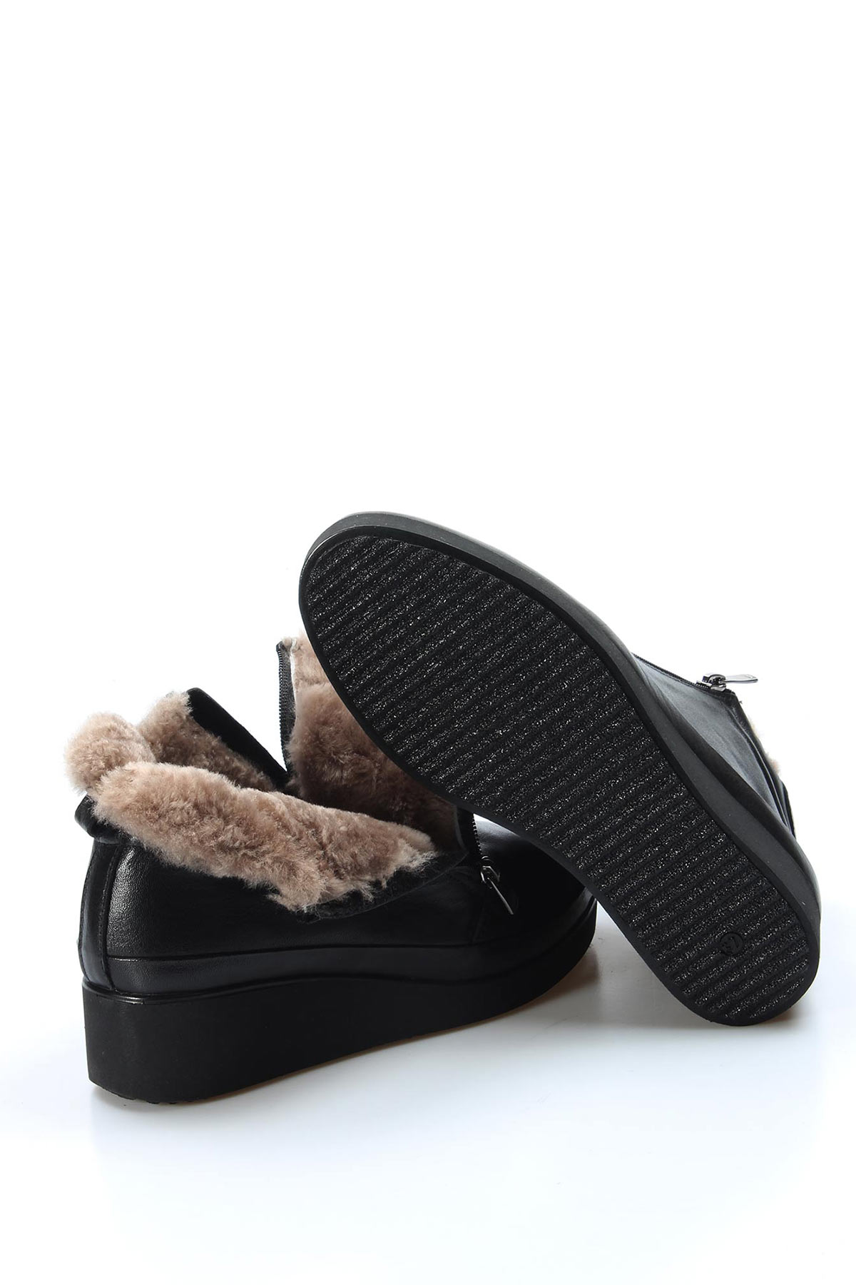 Hakiki Deri Kürklü Kadın Kalın Taban Bot 863KZA356 - Görsel 5