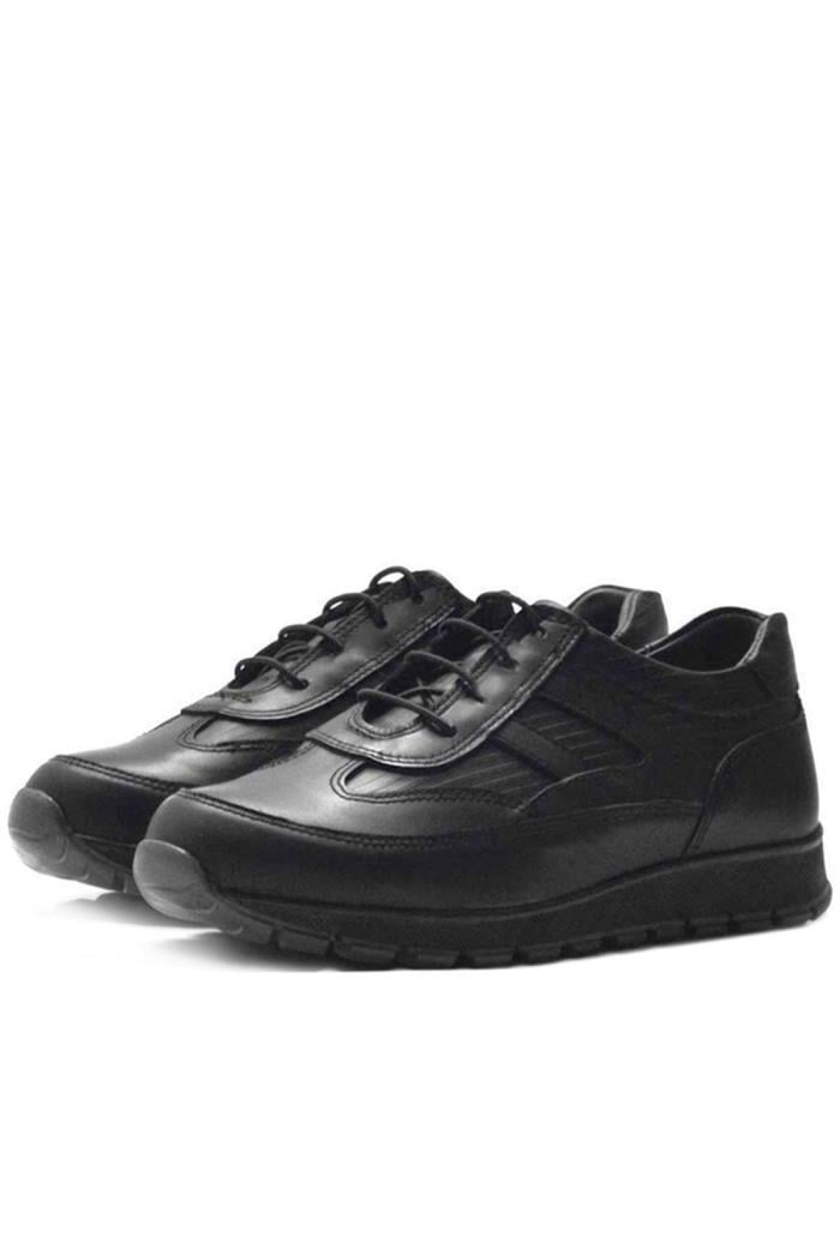 Hakiki Deri Siyah Bağcıklı Erkek Genç Spor Okul Ayakkabı - Görsel 3