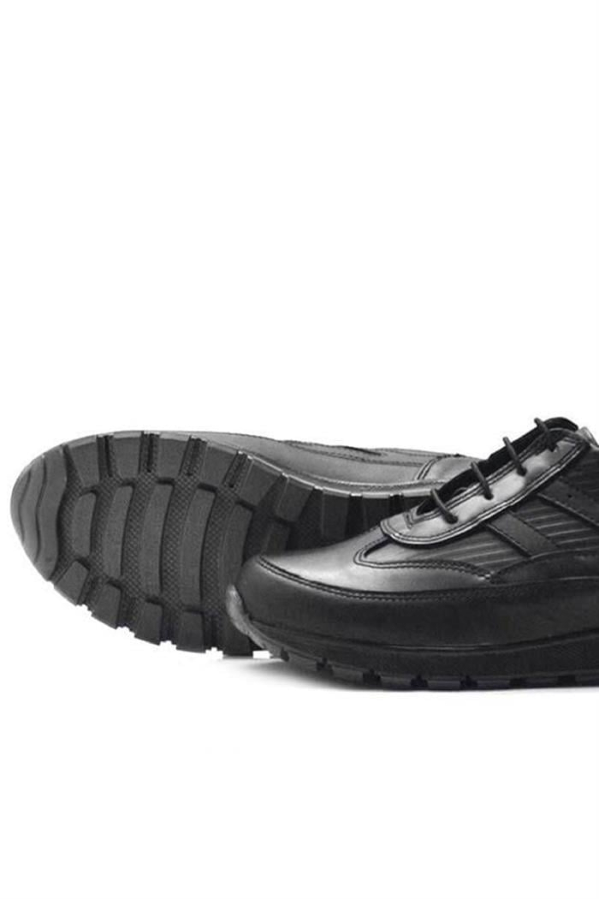 Hakiki Deri Siyah Bağcıklı Erkek Genç Spor Okul Ayakkabı - Görsel 12