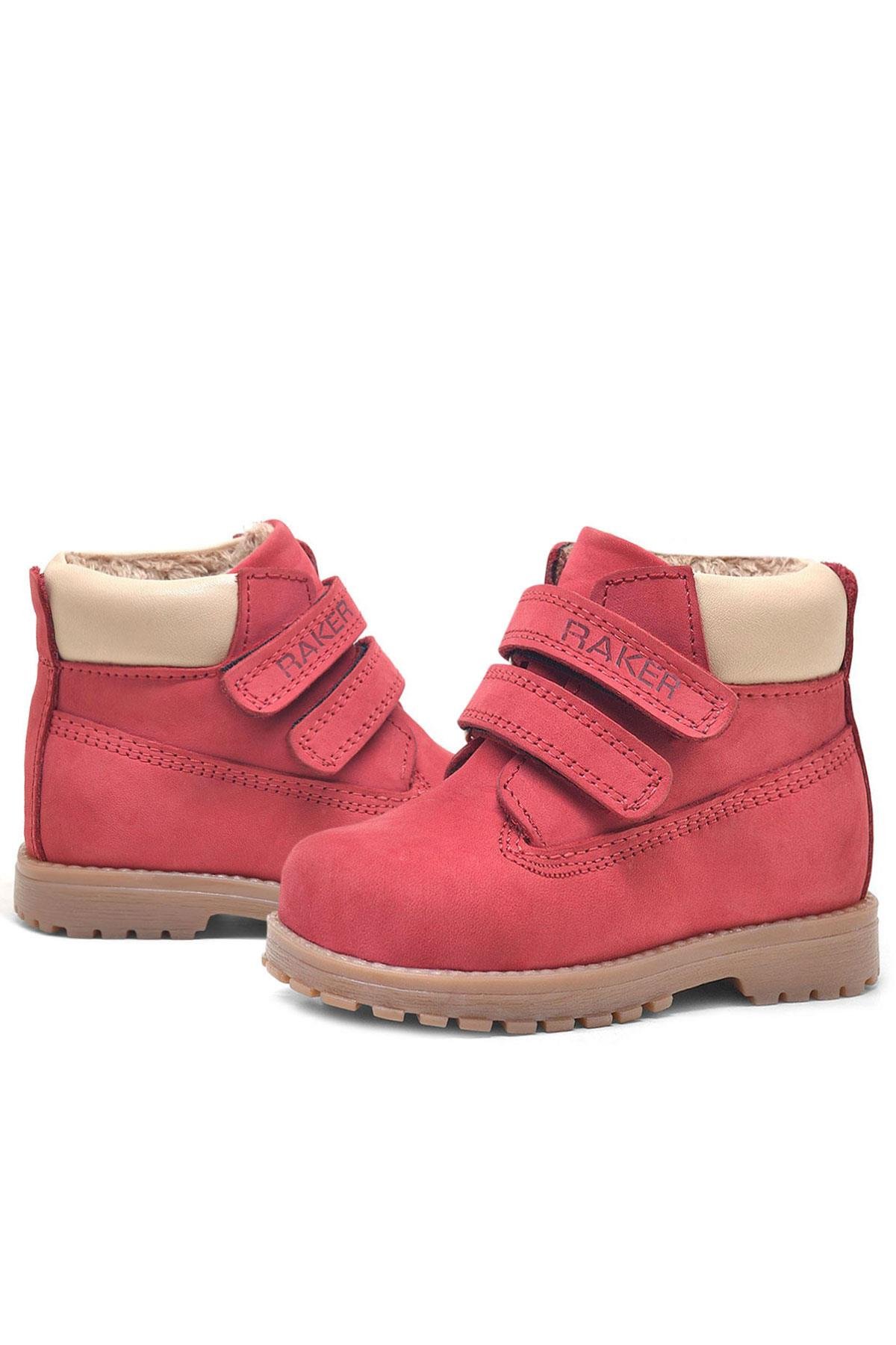 Neson Hakiki Deri Kırmızı Cırtlı Çocuk Bot - Görsel 6