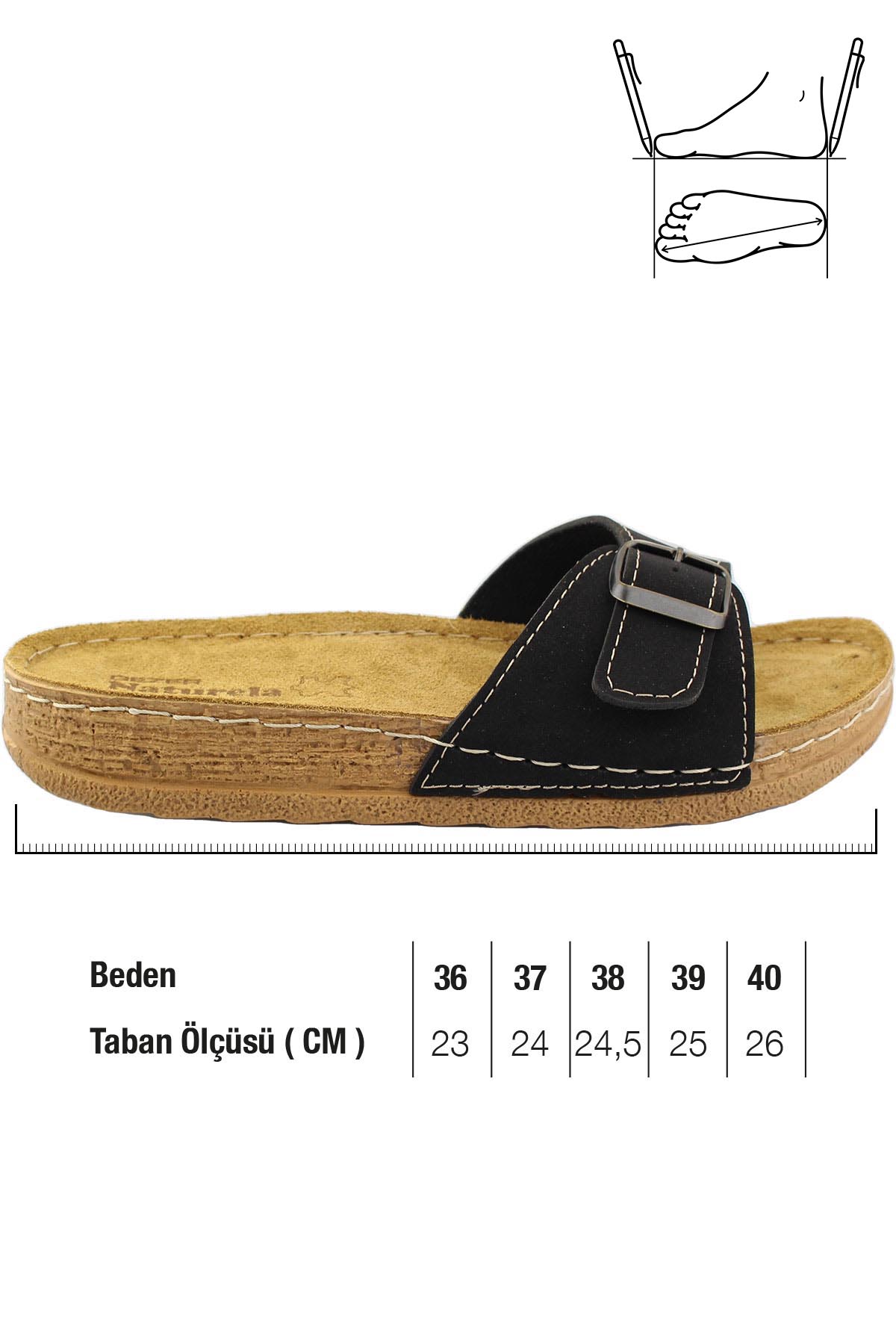 Kadın Yazlık İç Tabanı Hakiki Deri Tek Toka Ayarlanabilir Rahat Taban Günlük Terlik - Görsel 3