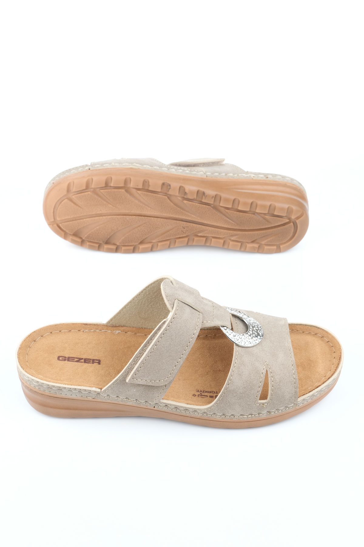 Yazlık Kadın Suni Deri Koleksiyon Cırtlı Ayarlanabilir Terlik - Görsel 6