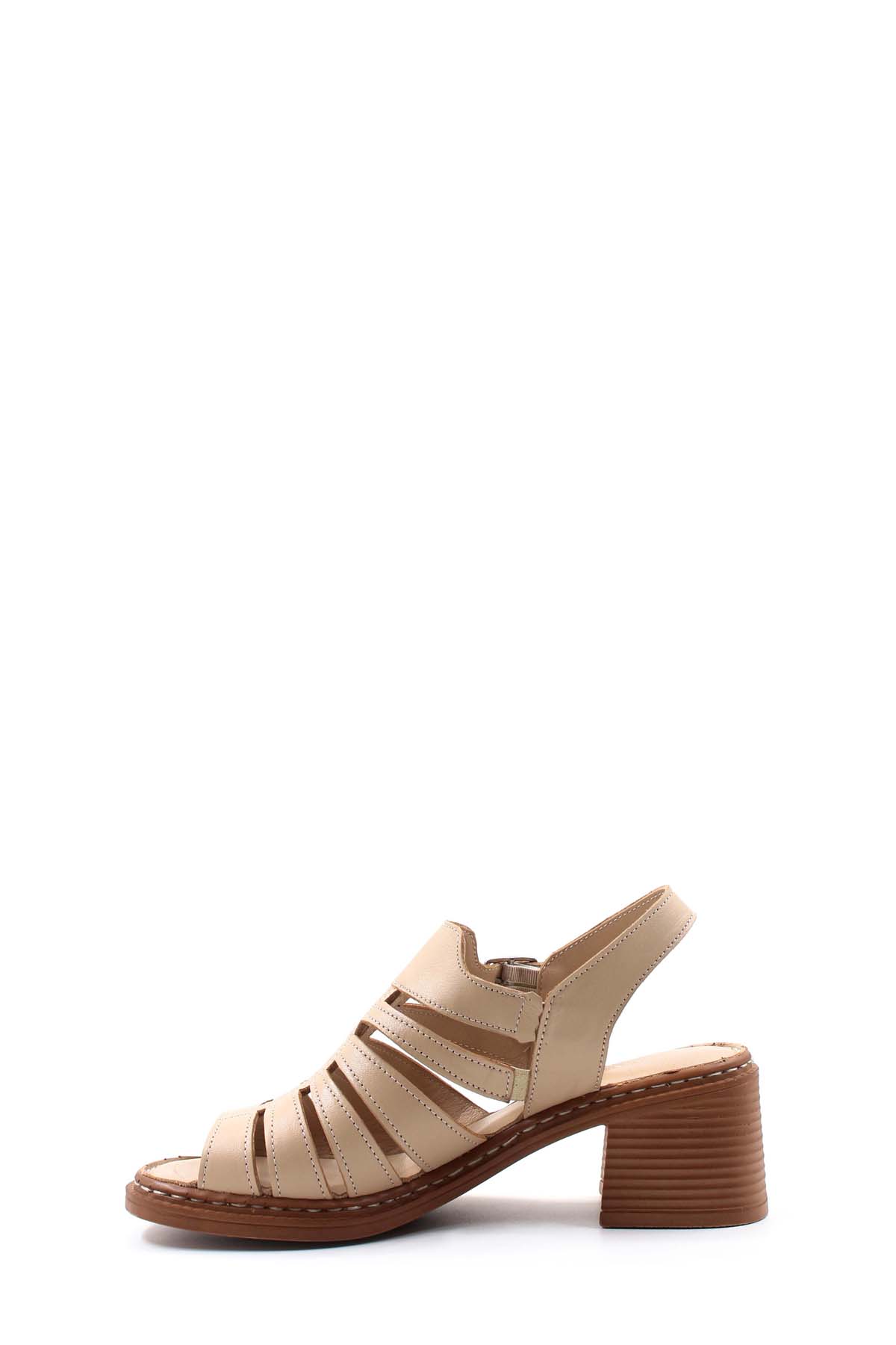 Hakiki Deri Kadın Dolgu Topuk Sandalet 621ZA937L - Görsel 4