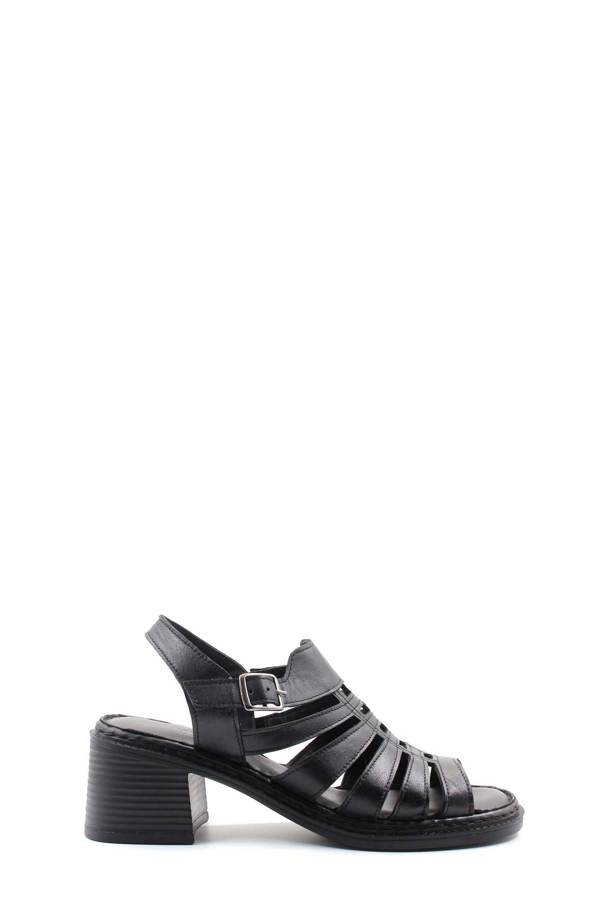 Hakiki Deri Kadın Dolgu Topuk Sandalet 621ZA937L - Görsel 3