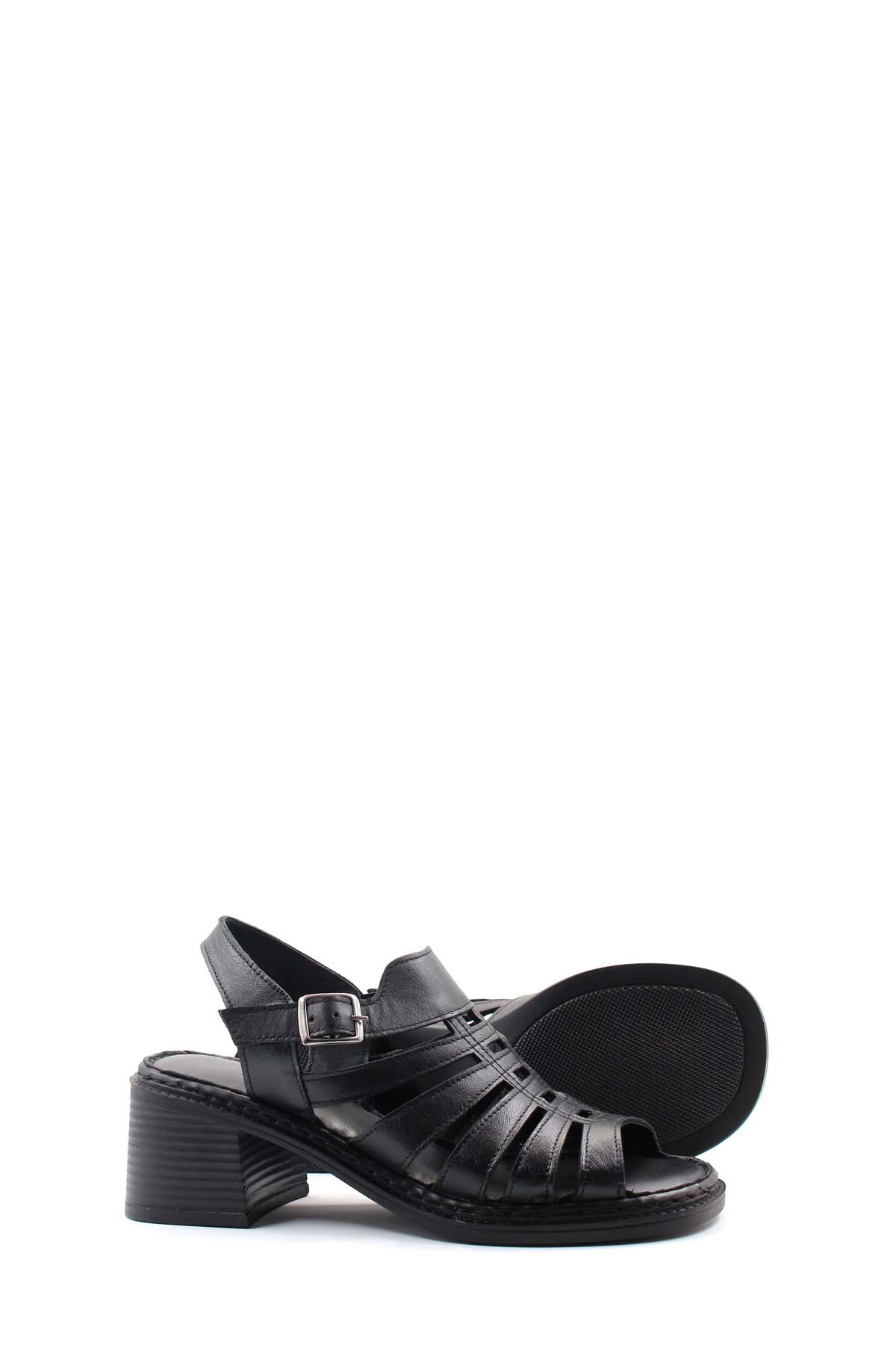 Hakiki Deri Kadın Dolgu Topuk Sandalet 621ZA937L - Görsel 5