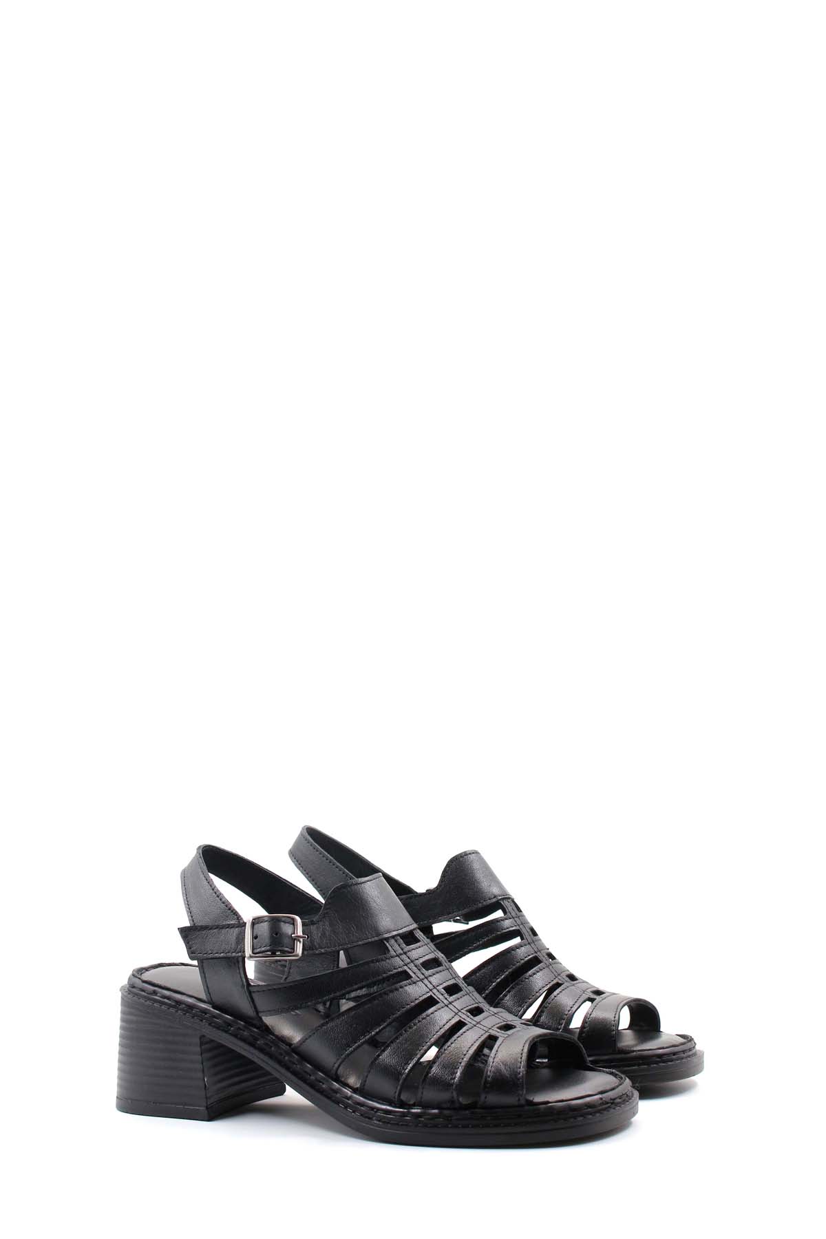 Hakiki Deri Kadın Dolgu Topuk Sandalet 621ZA937L - Görsel 6