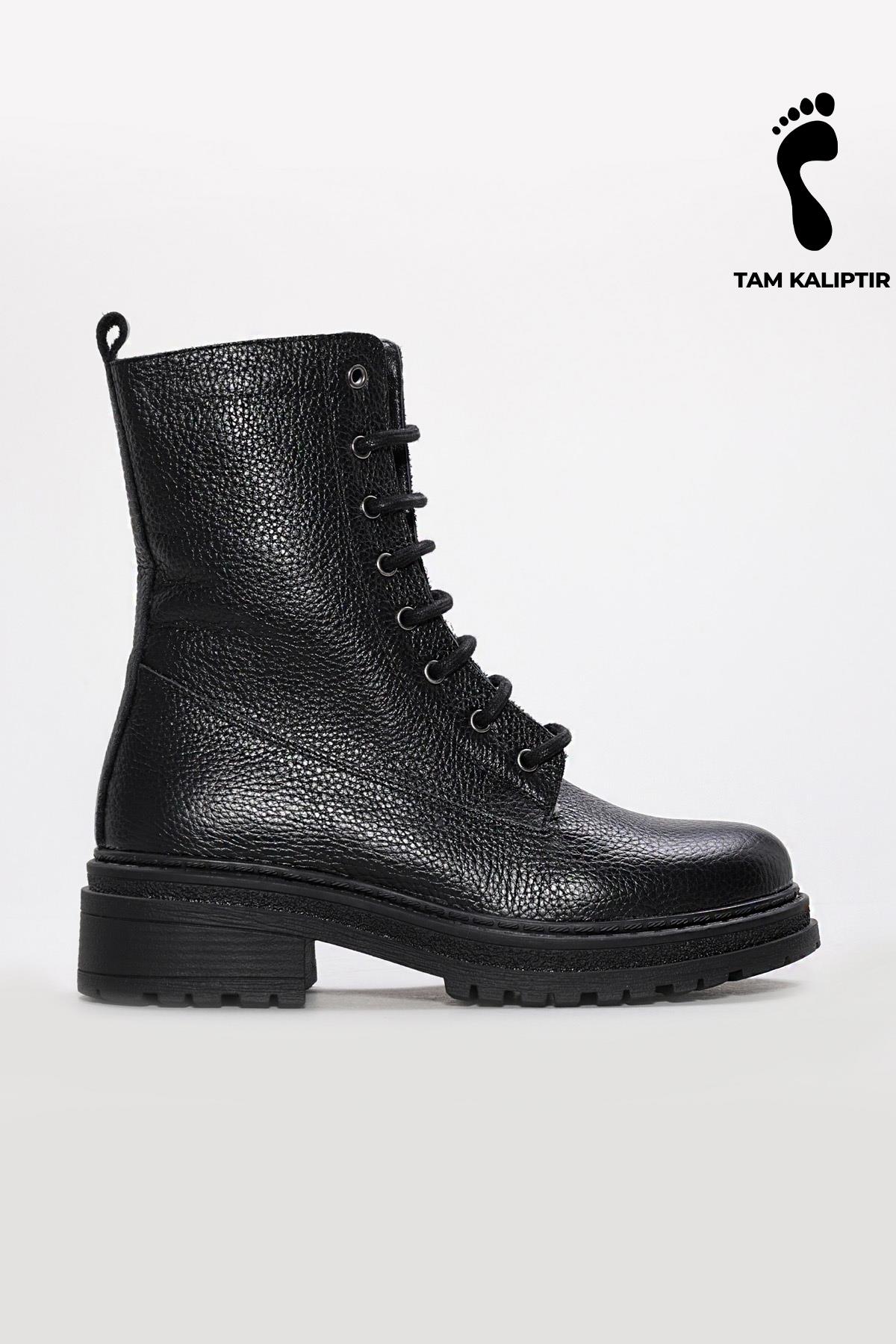Hakiki Deri Kadın Kalın Taban Bot 257SZA621 - Görsel 5