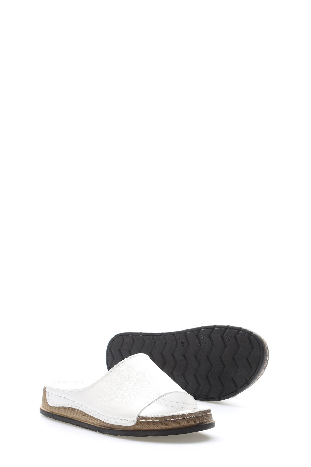 Hakiki Deri Kadın Dolgu Topuk Terlik 972ZA309 - Görsel 4