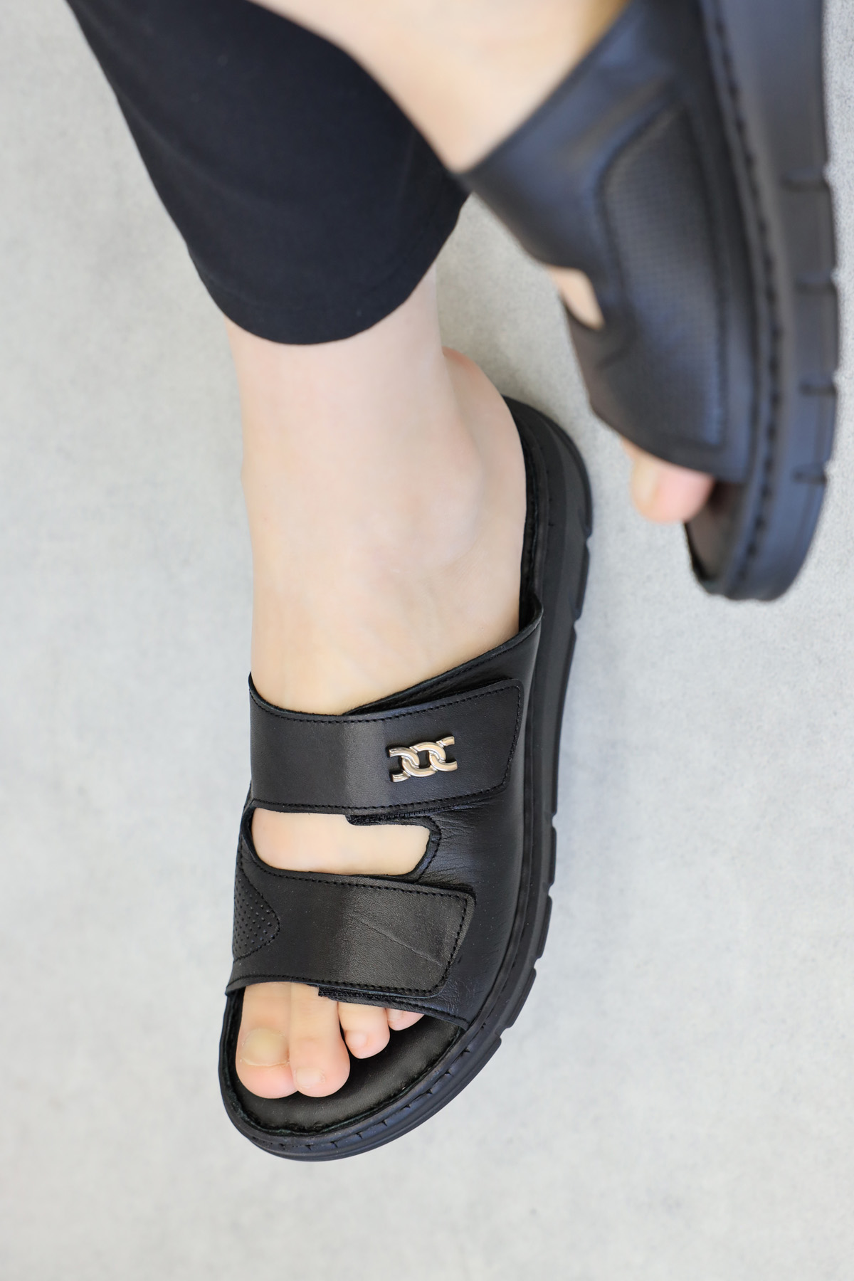 Hakiki Deri Kadın Dolgu Topuk Terlik 621ZA1099 - Görsel 2