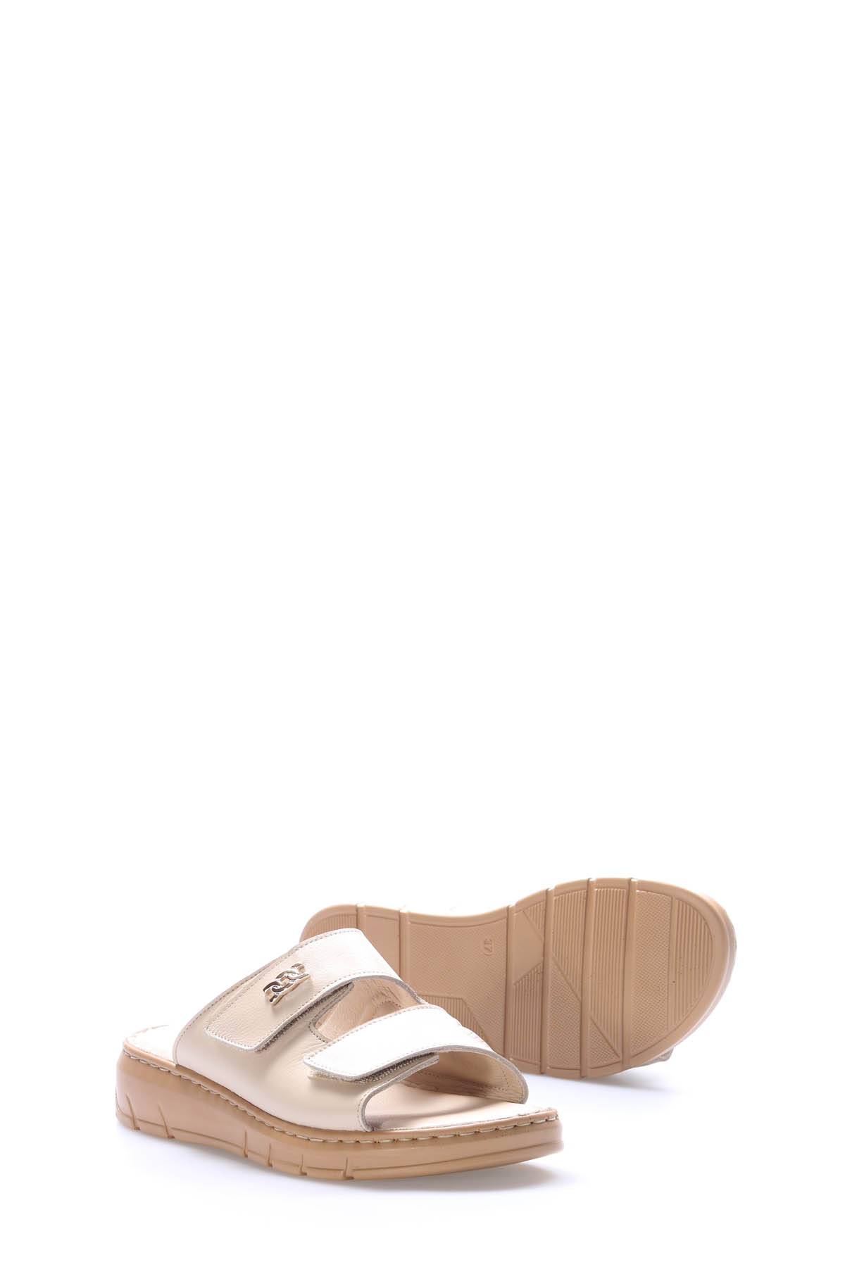 Hakiki Deri Kadın Dolgu Topuk Terlik 621ZA1099 - Görsel 5