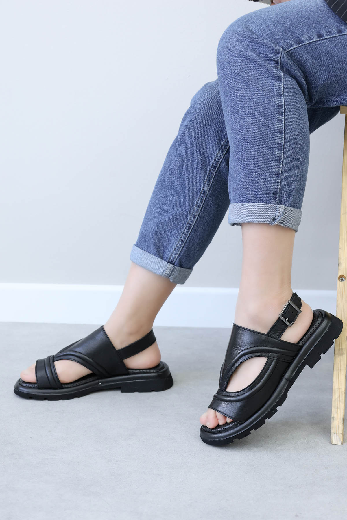 Hakiki Deri Kadın Klasik Sandalet 710ZA972 - Görsel 2