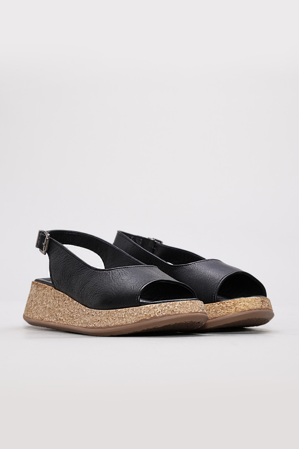 Hakiki Deri Kadın Dolgu Topuk Sandalet 227ZA15319 - Görsel 6