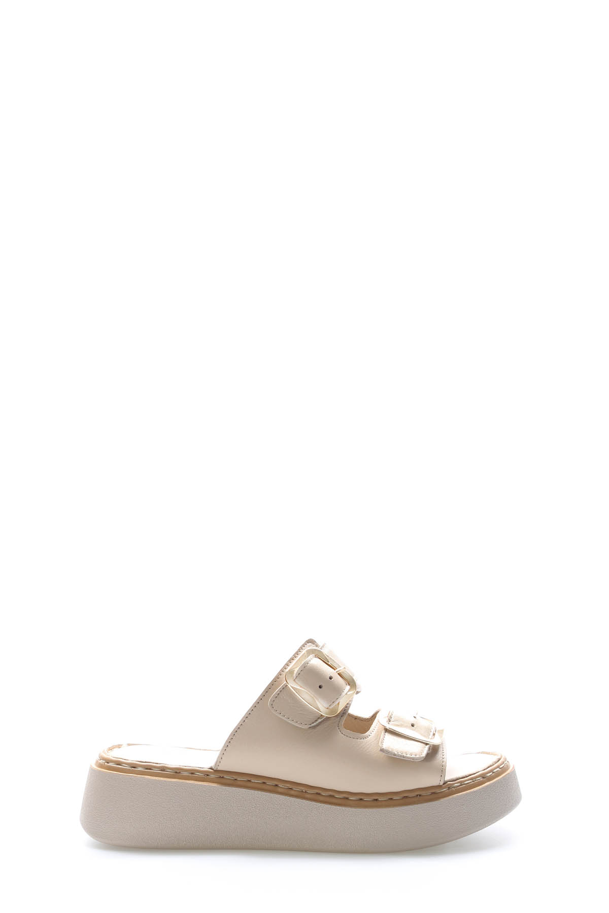 Hakiki Deri Kadın Dolgu Topuk Terlik 621ZA1140 - Görsel 3