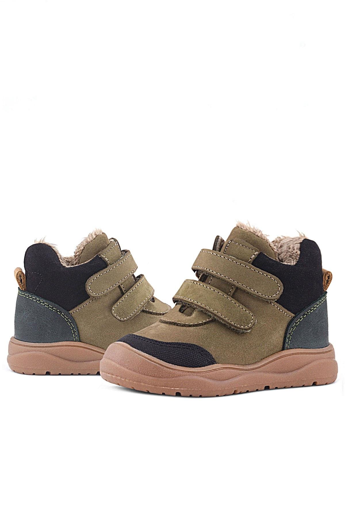 Hakiki Deri Haki Yeşil Cırtlı Çocuk Spor Bot - Görsel 8