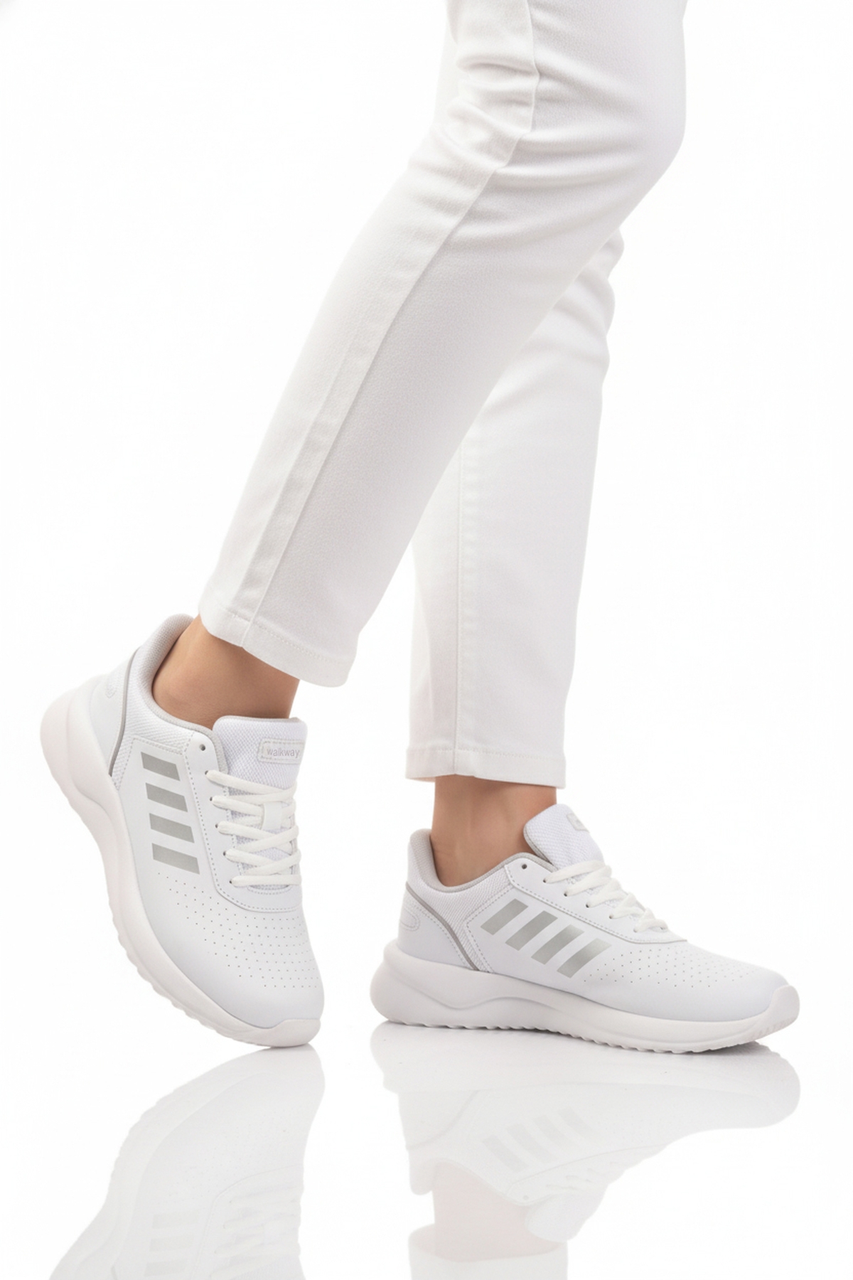 Beyaz Bağcıklı Hafif Esnek Unisex Spor Ayakkabı Nereus G - Görsel 2