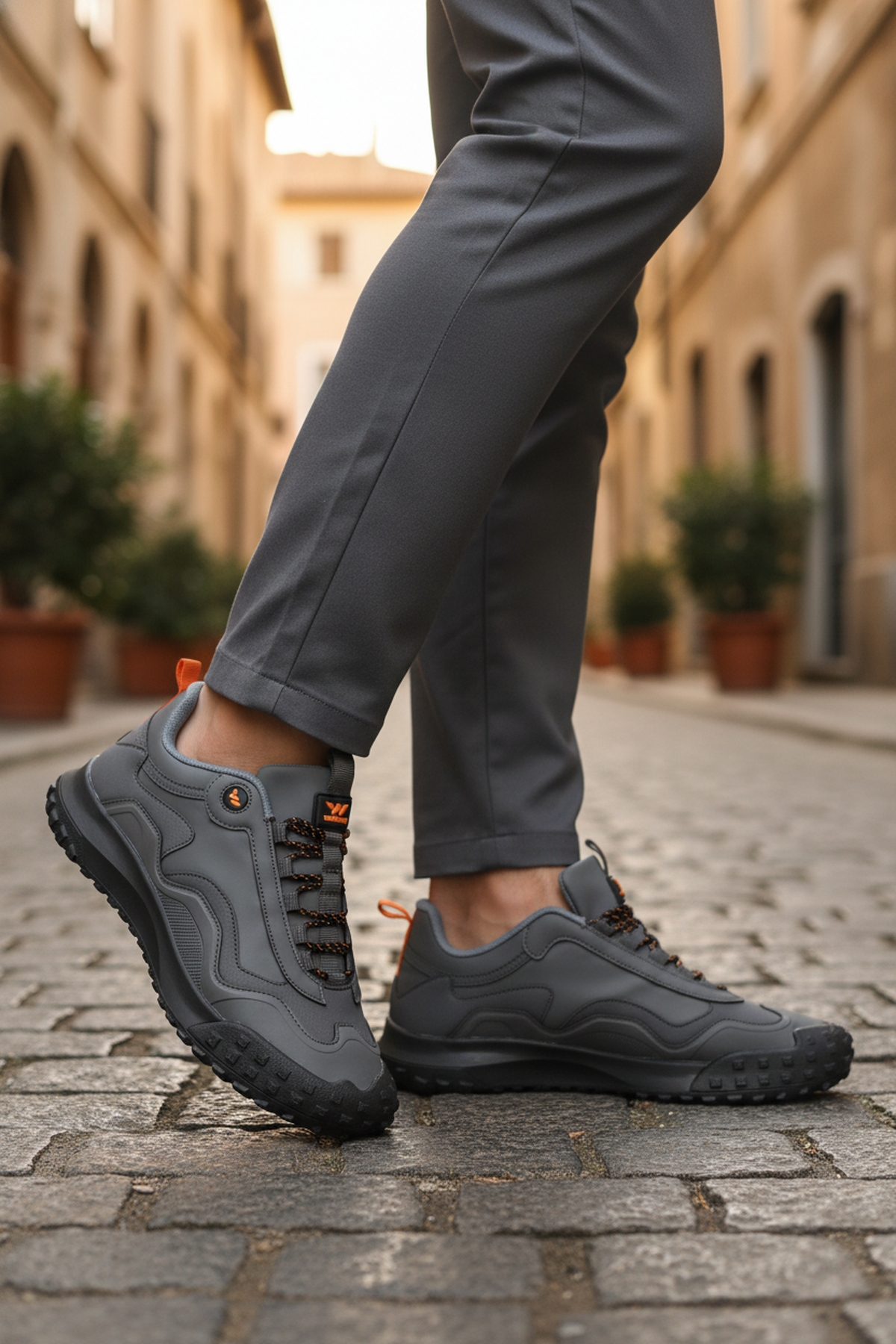 Füme Bağcıklı Kaymaz Taban Erkek Spor Ayakkabı Mosk 2049 M - Görsel 4