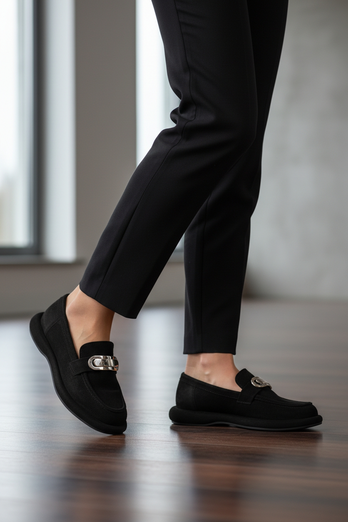 Siyah Süet Kadın Casual Ayakkabı 547828 Z - Görsel 4