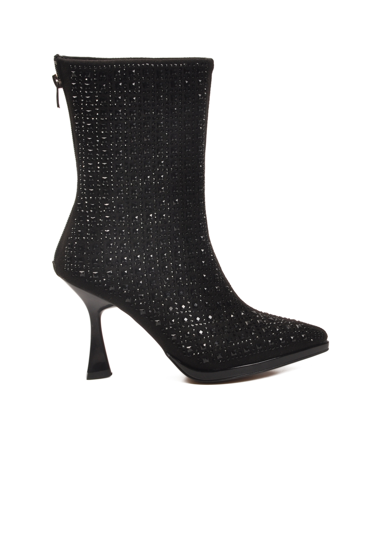 Siyah Taş İşlemeli İnce Topuklu İçi Kürklü Kadın Çizme 671131 Z - Görsel 3