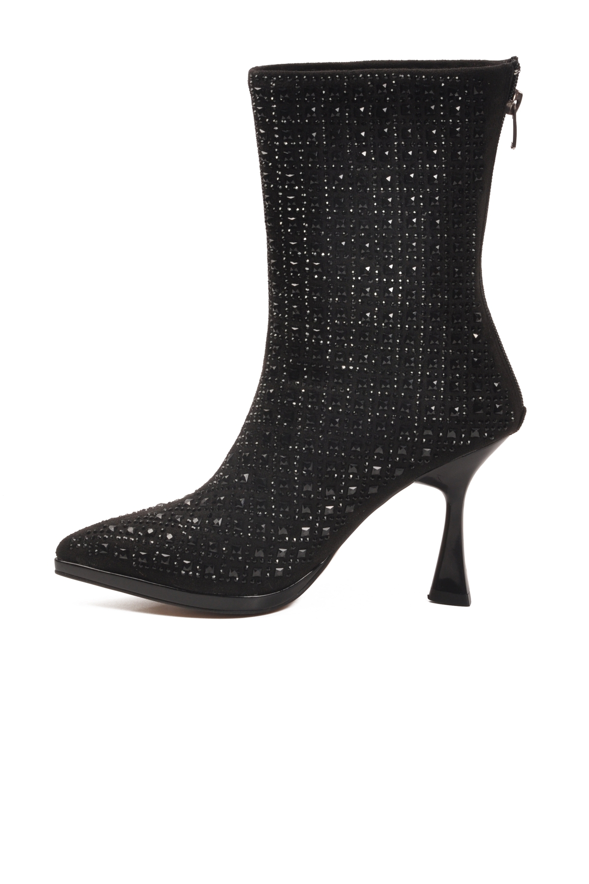 Siyah Taş İşlemeli İnce Topuklu İçi Kürklü Kadın Çizme 671131 Z - Görsel 5