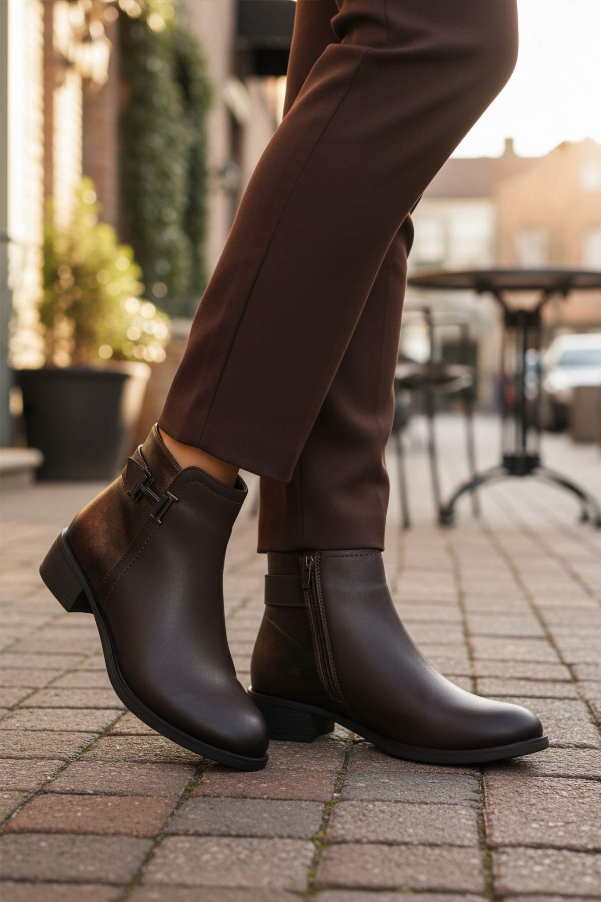 Kahve Zümrüt Fermuarlı Kürklü Kaymaz Kadın Bot 547820 Z - Görsel 2