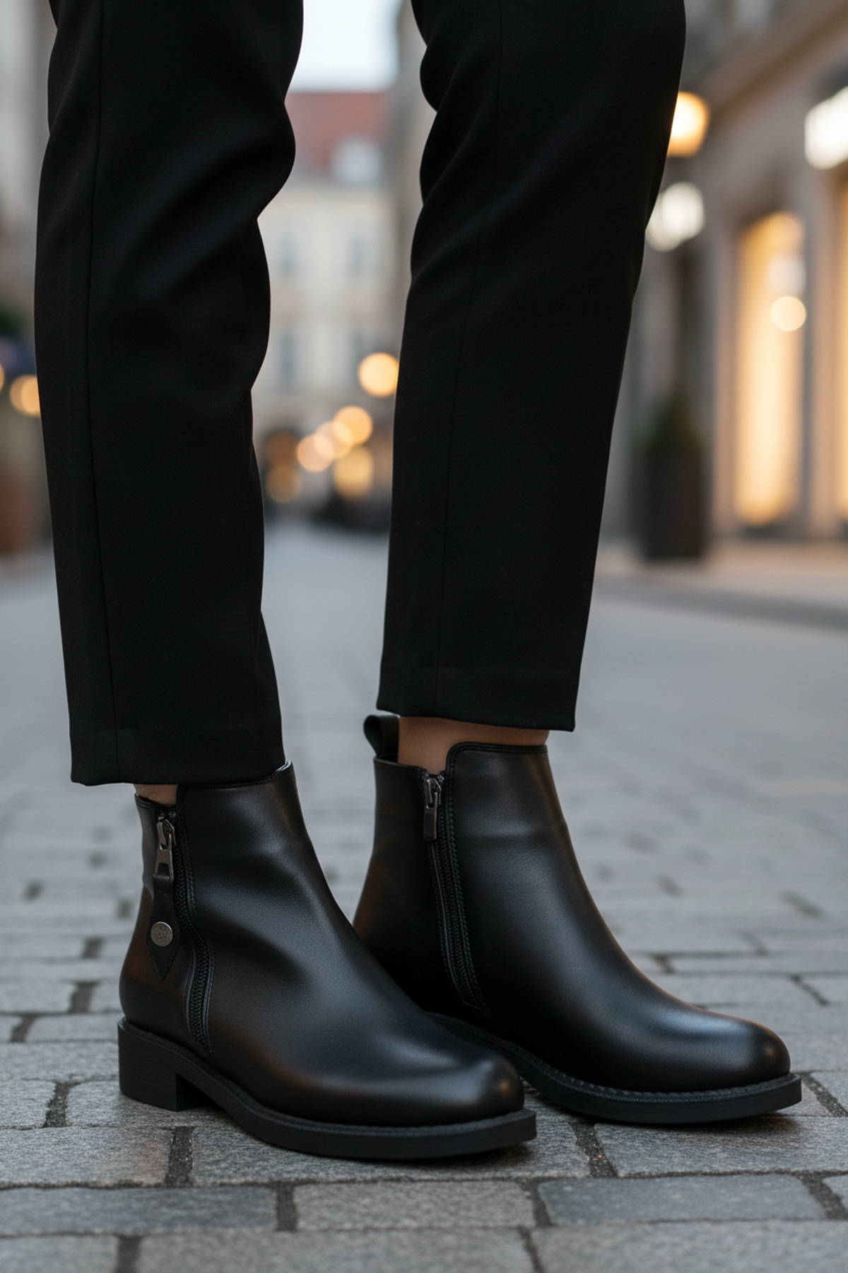 Siyah Cilt Polarlı Kaymaz Taban Kadın Topuklu Bot 224581 Z - Görsel 4