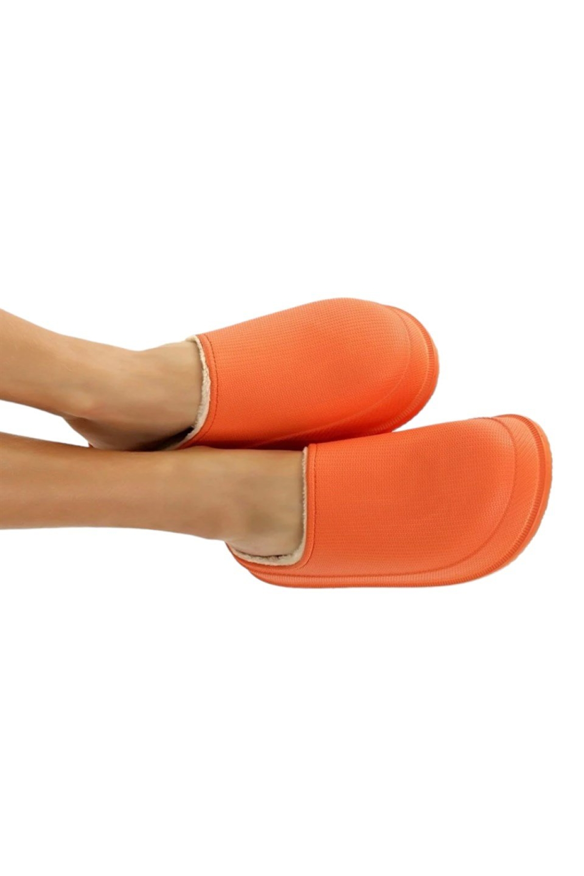 Mat Faylon Taban Içi Kürklü Ev Terliği TURUNCU - Görsel 3