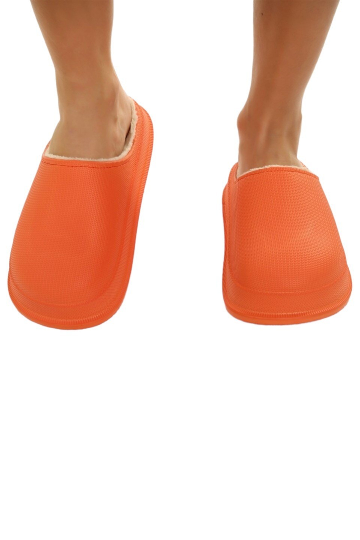 Mat Faylon Taban Içi Kürklü Ev Terliği TURUNCU - Görsel 4