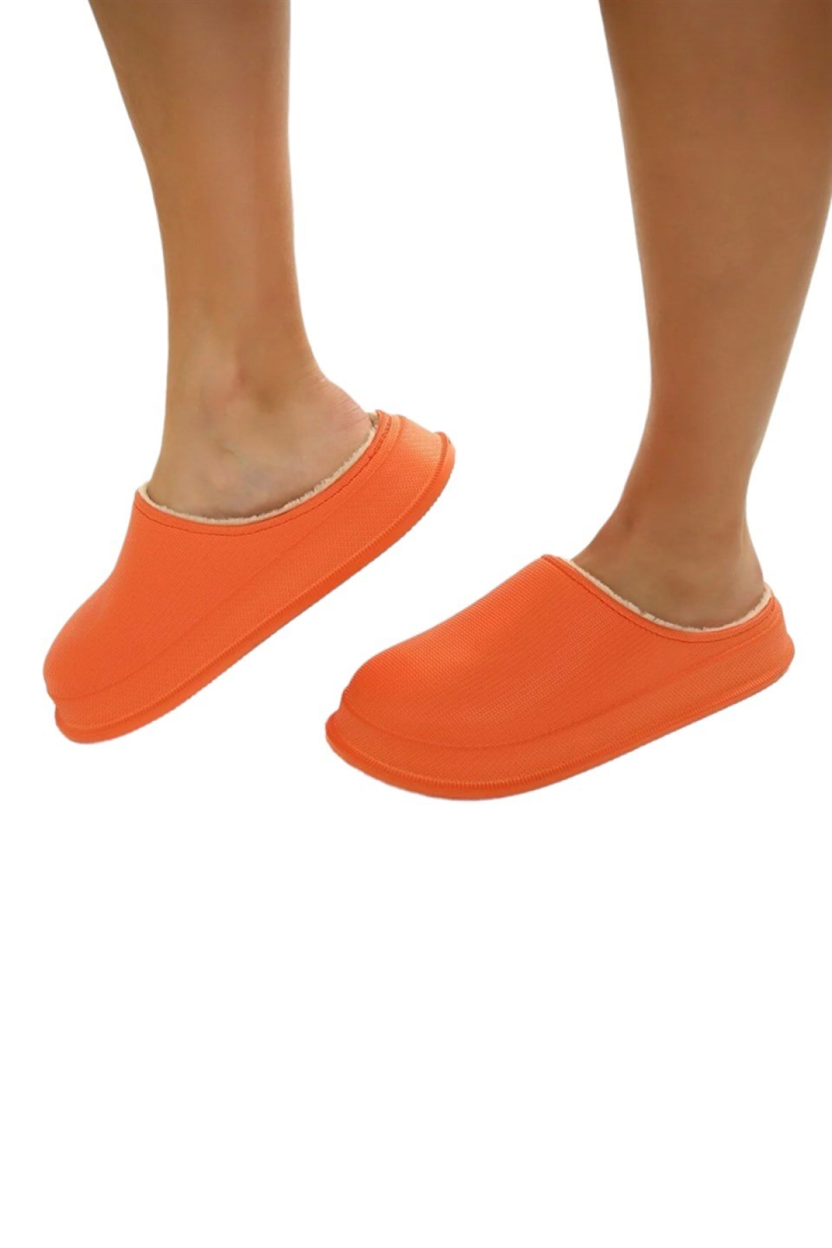 Mat Faylon Taban Içi Kürklü Ev Terliği TURUNCU - Görsel 6