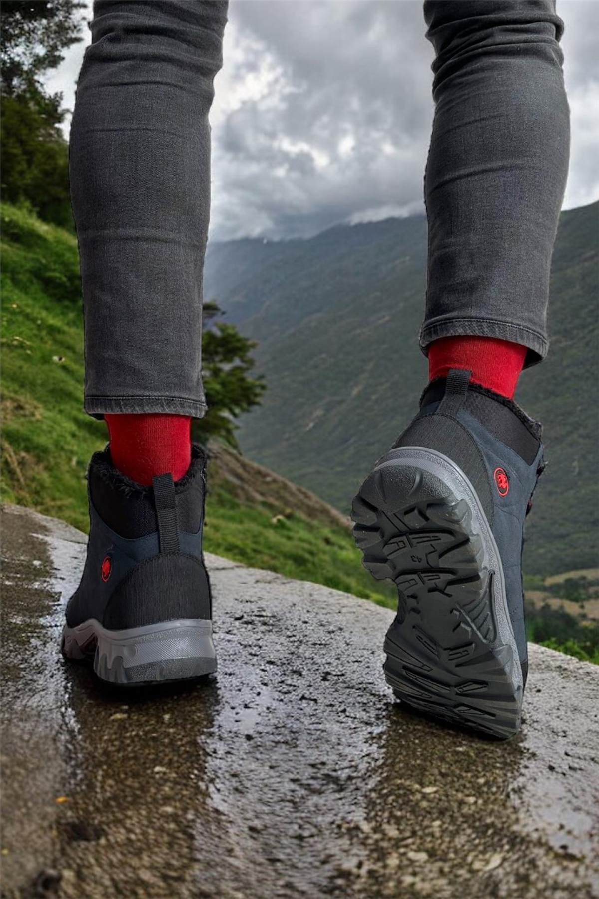 Soğuk Geçirmez Unisex Uzun Outdoor Trekking Bot Ayakkabı LACİVERT - Görsel 3