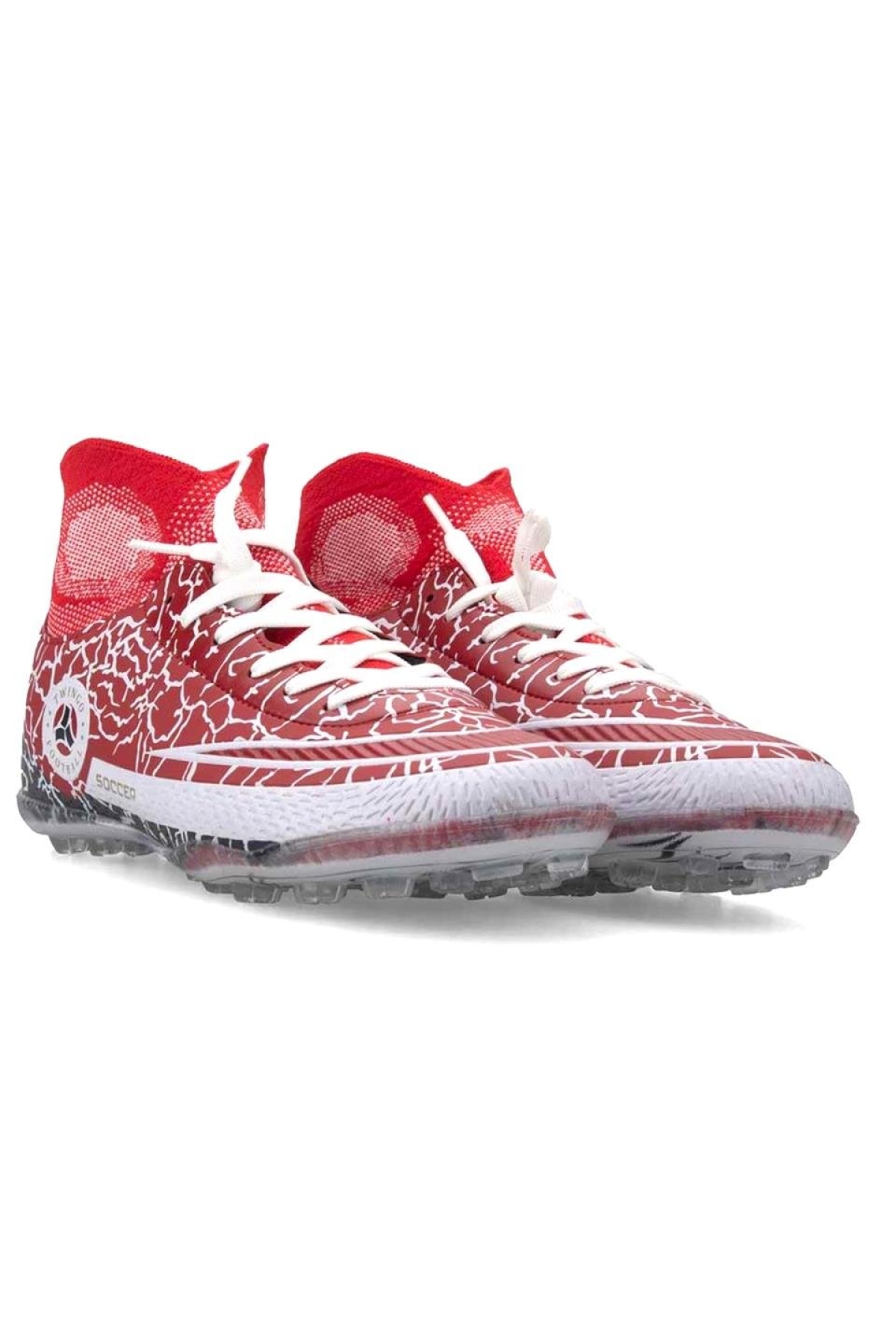 Çoraplı Bilekli Boğazlı Krampon Futbol Ayakkabısı KIRMIZI - Görsel 3