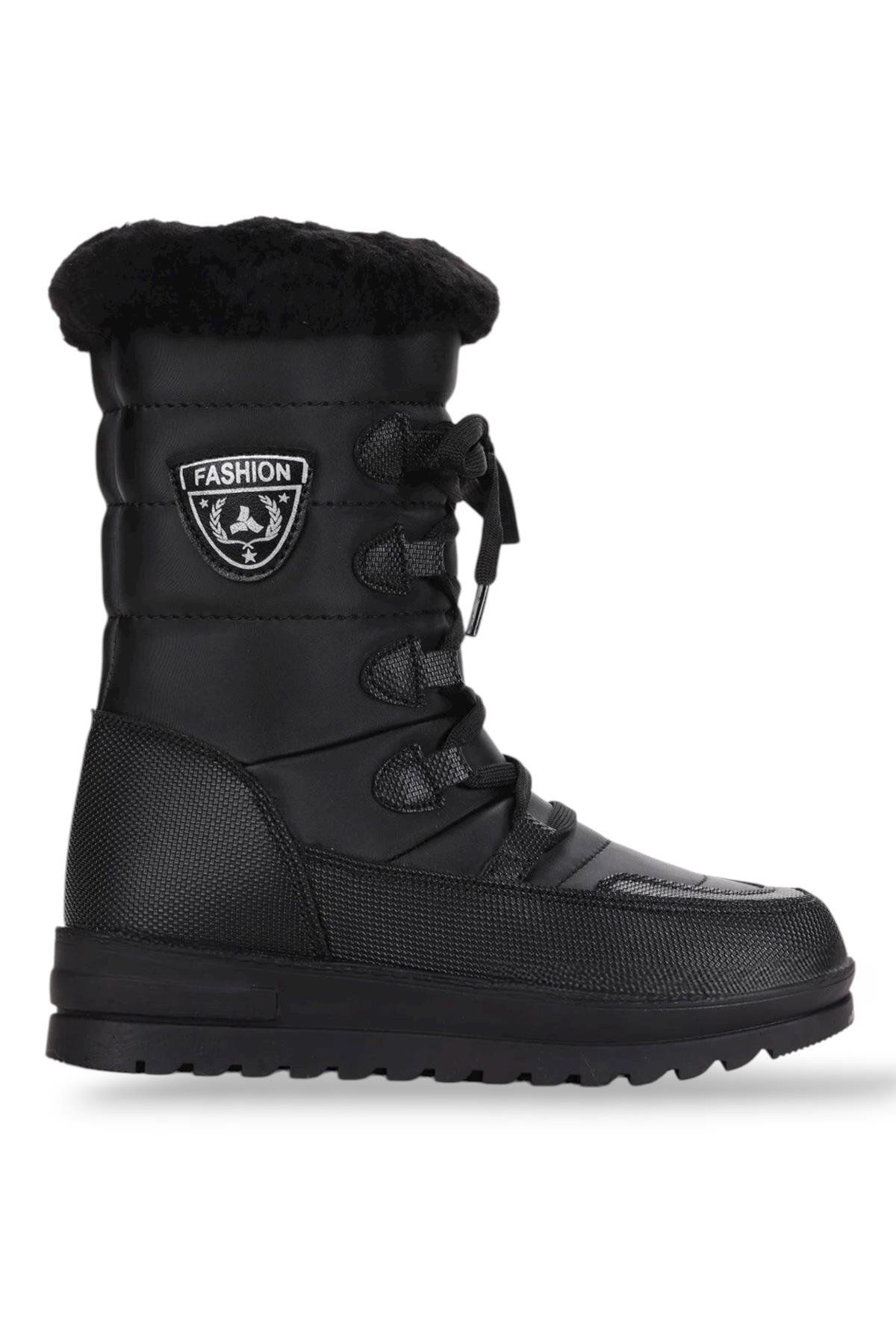 Termal Yünlü Kadın Kar Botu SİYAH - Görsel 2
