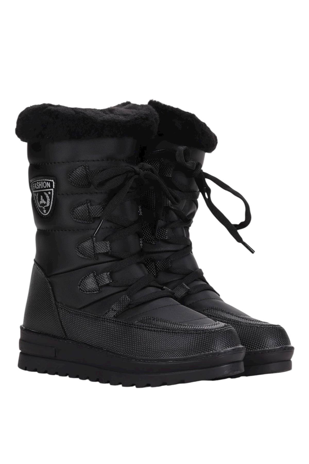 Termal Yünlü Kadın Kar Botu SİYAH - Görsel 3
