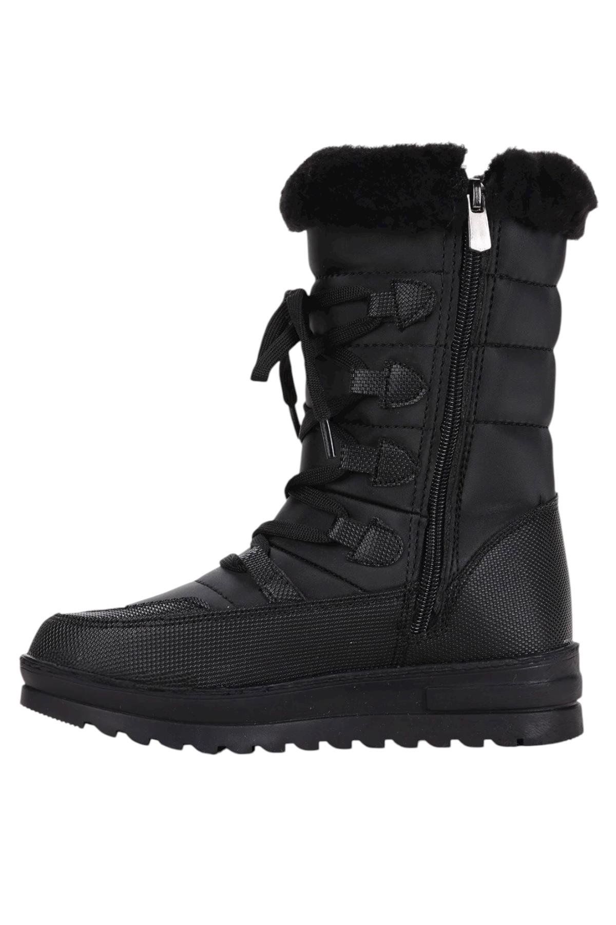 Termal Yünlü Kadın Kar Botu SİYAH - Görsel 4