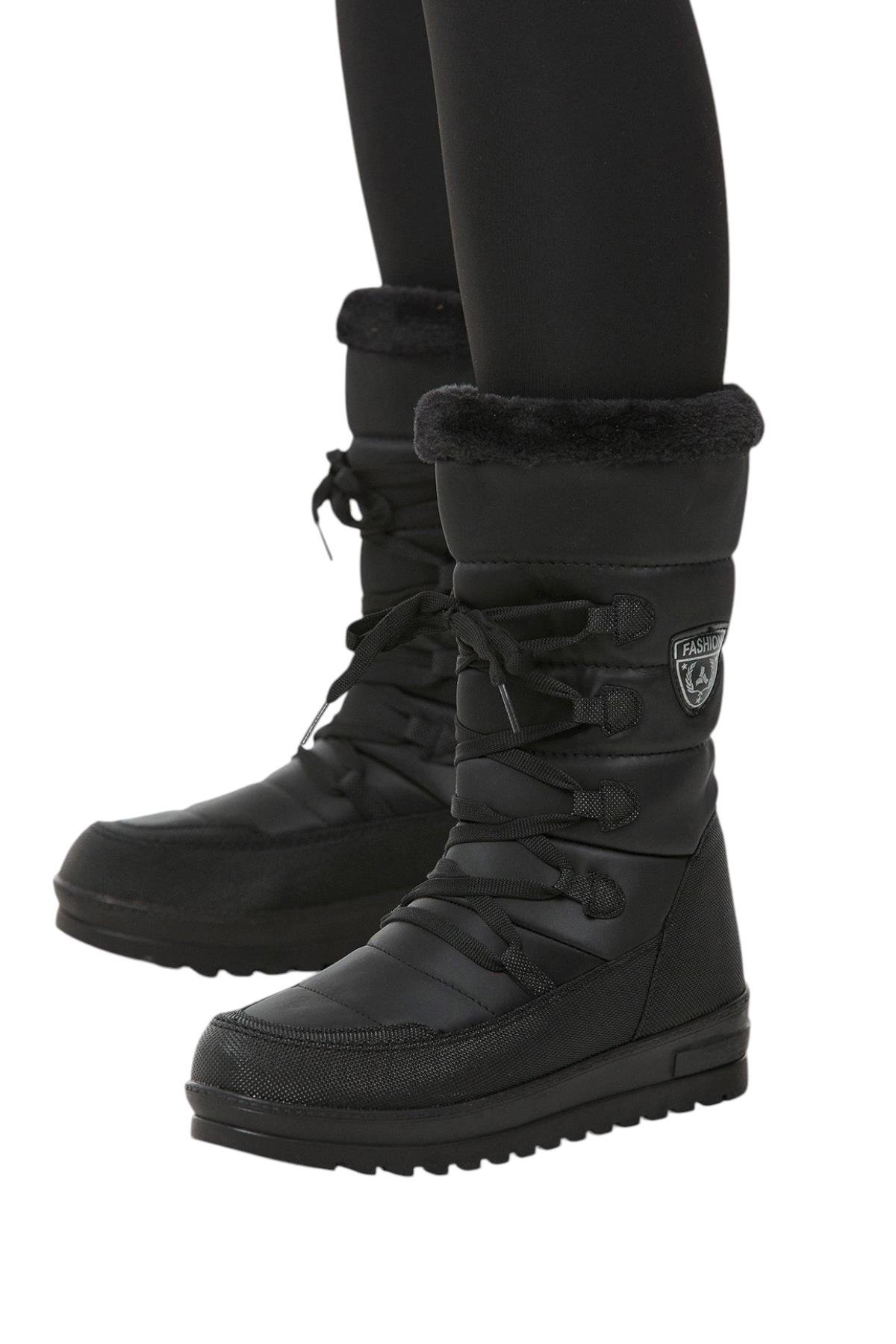 Termal Yünlü Kadın Kar Botu SİYAH - Görsel 5