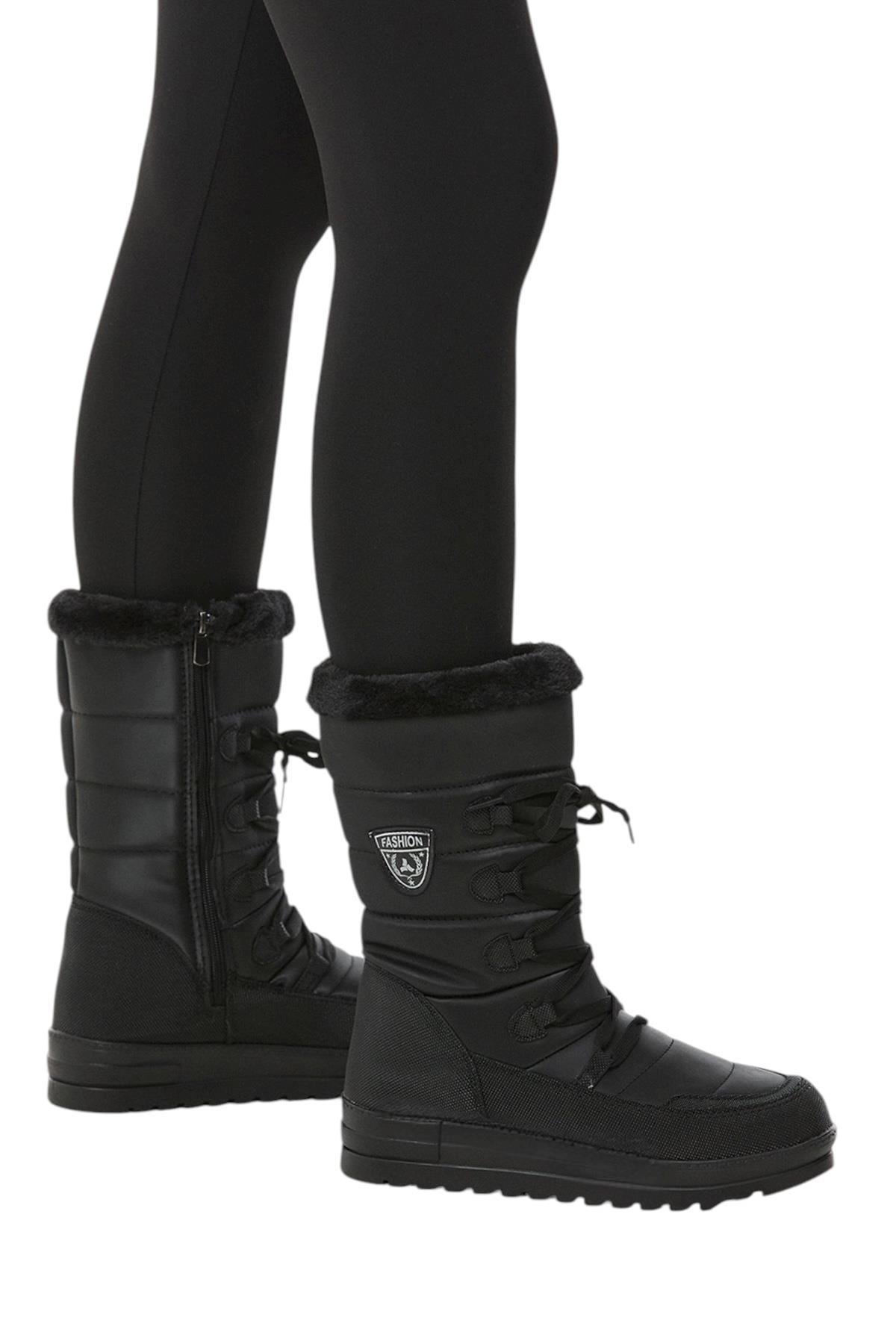 Termal Yünlü Kadın Kar Botu SİYAH - Görsel 6