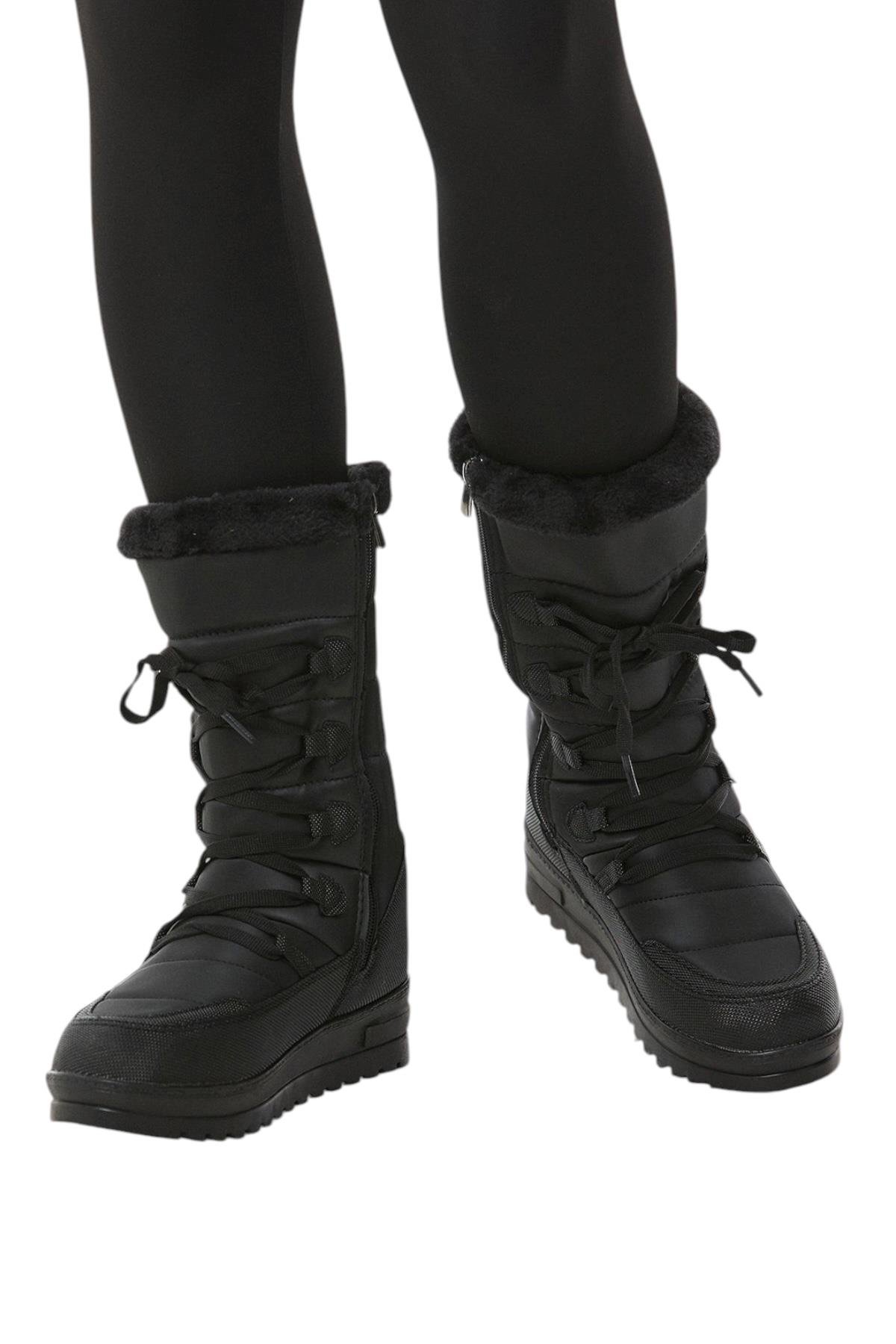 Termal Yünlü Kadın Kar Botu SİYAH - Görsel 7