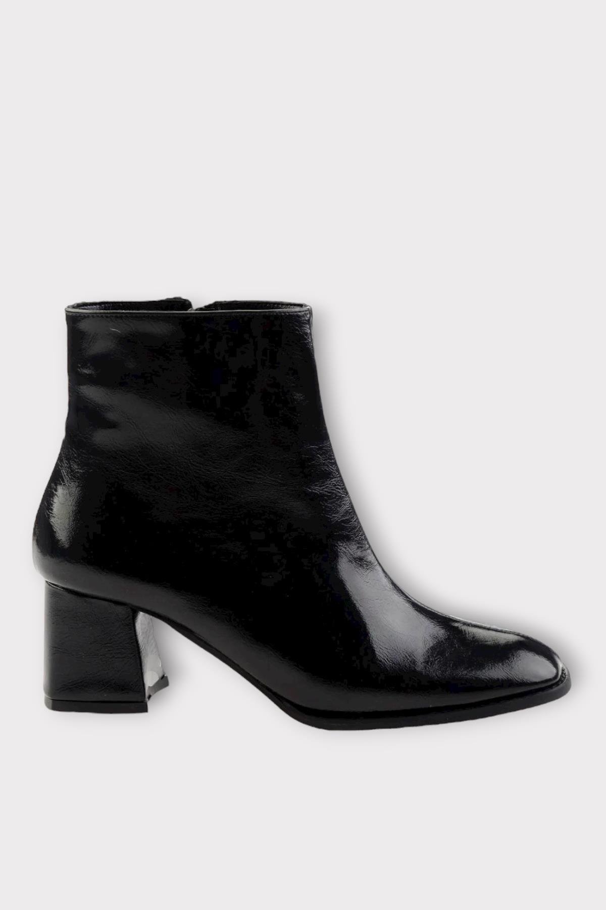 Kalın Topuklu Fermuarlı Kadın Bot SİYAH - SİYAH - Görsel 2