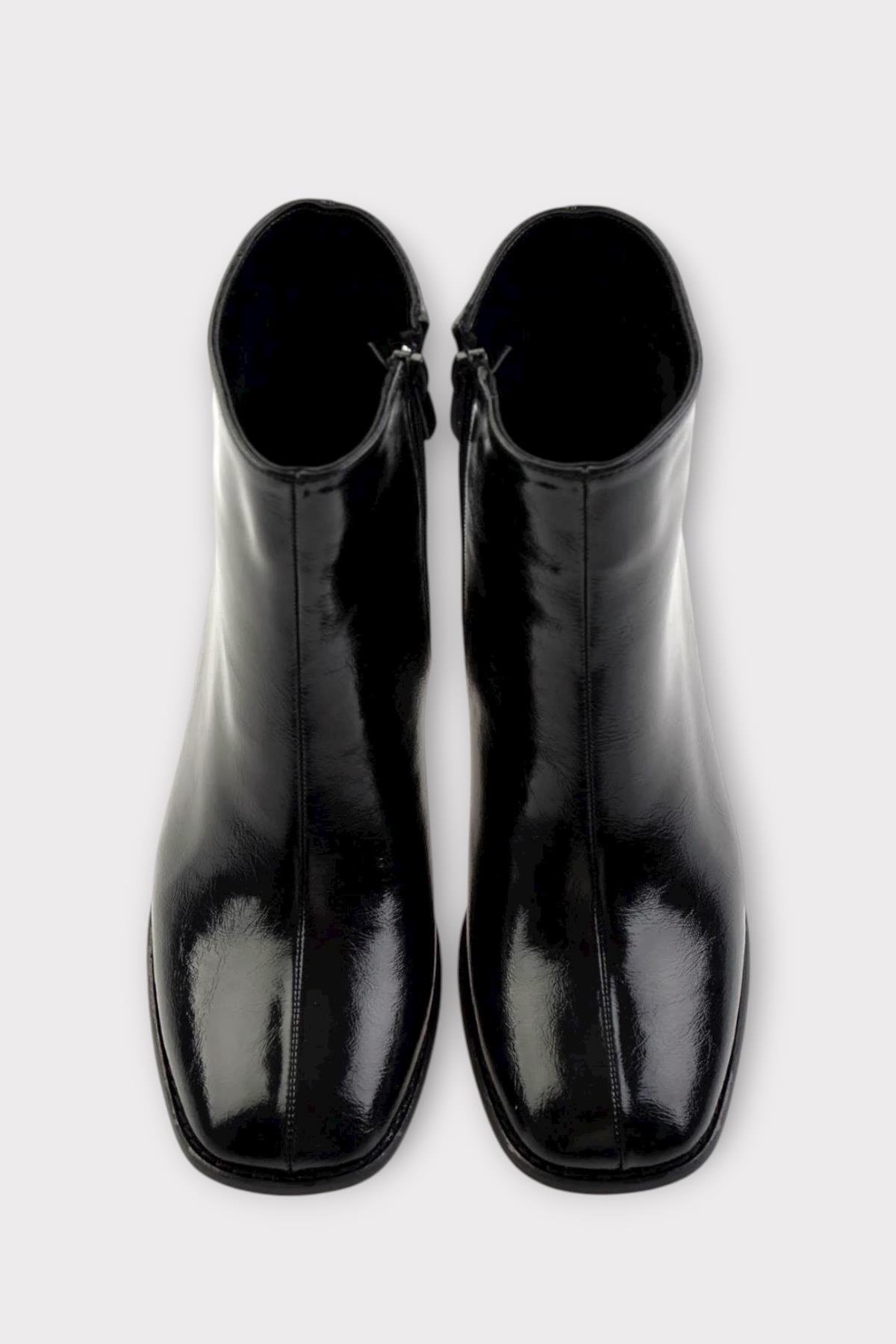 Kalın Topuklu Fermuarlı Kadın Bot SİYAH - SİYAH - Görsel 5