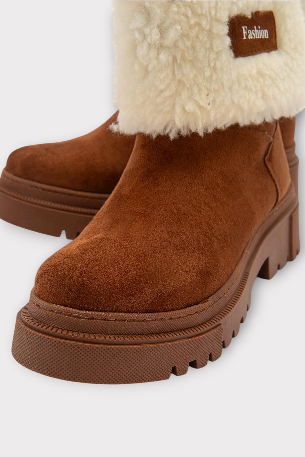 Kalın Taban Süet Kürklü Kadın Bot TABA - Görsel 4