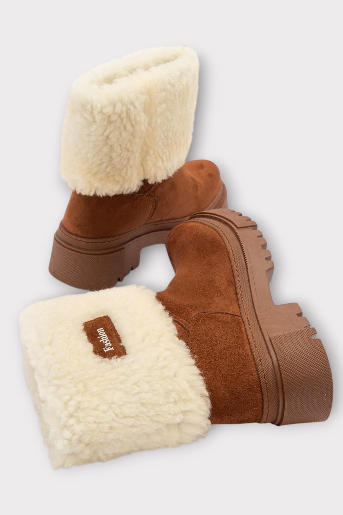 Kalın Taban Süet Kürklü Kadın Bot TABA - Görsel 6
