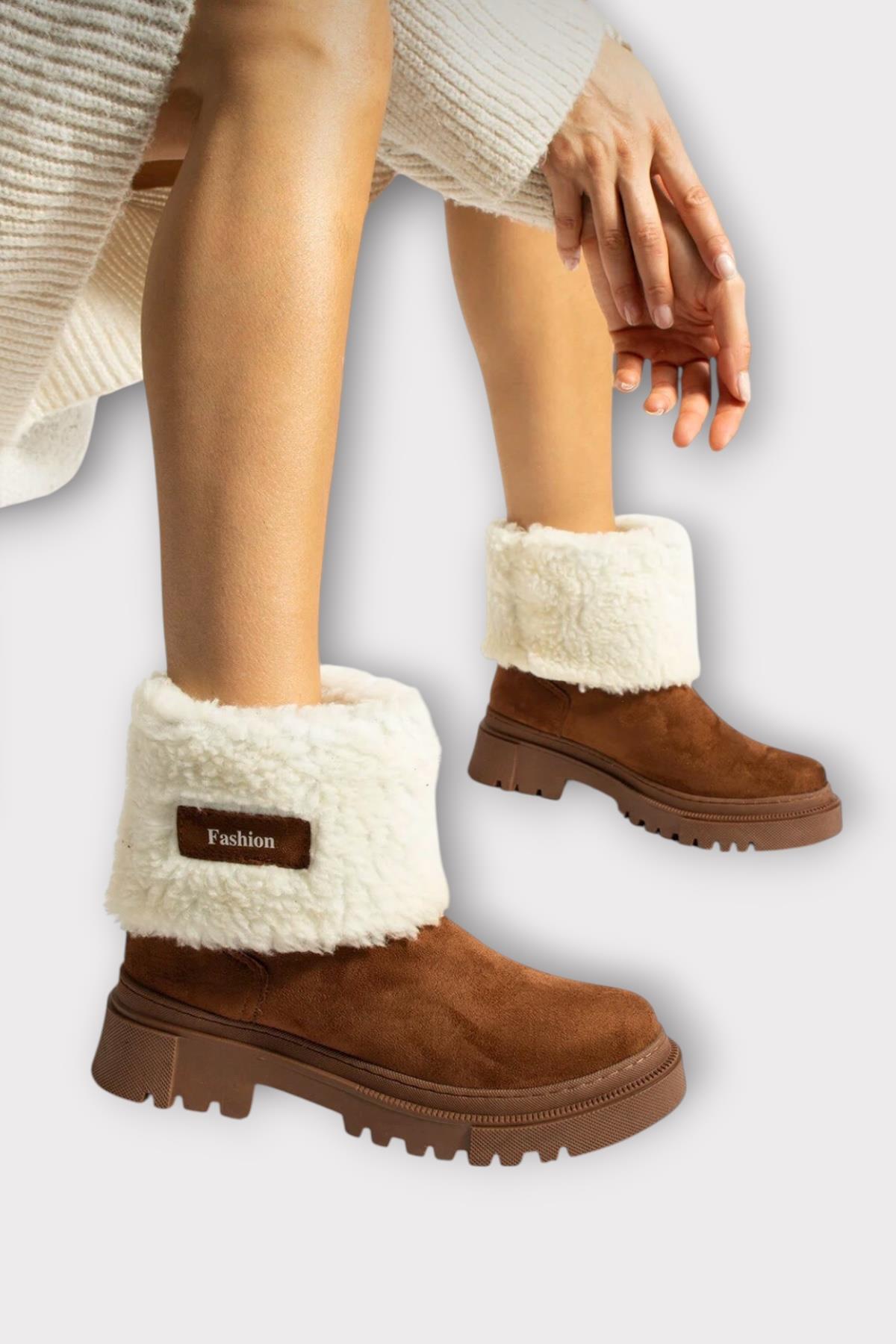 Kalın Taban Süet Kürklü Kadın Bot TABA - Görsel 7