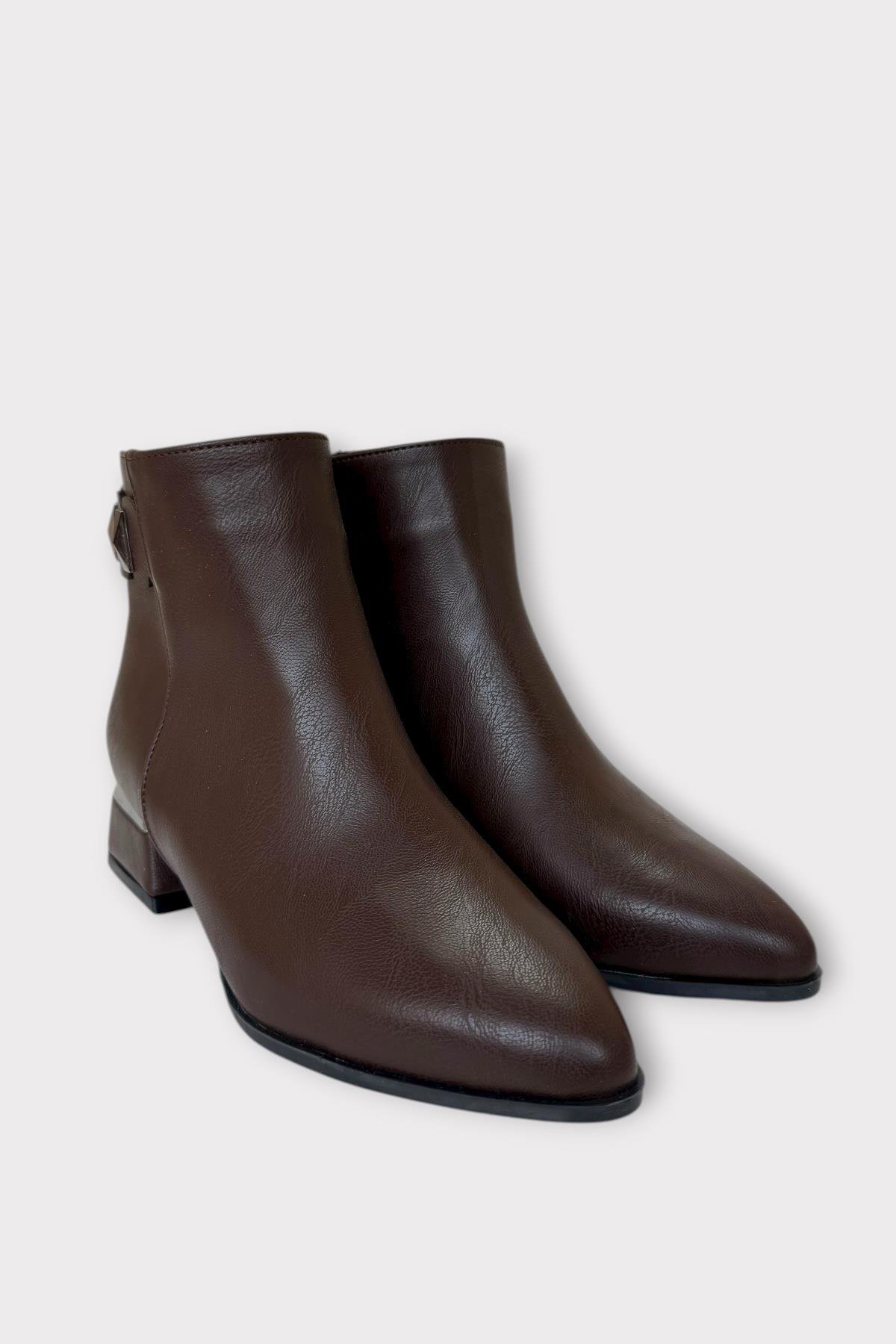 Liger Liger Toka Detaylı Sivri Burun Topuklu Kadın Bot KAHVERENGİ | Flo Kahverengi - 5. görsel