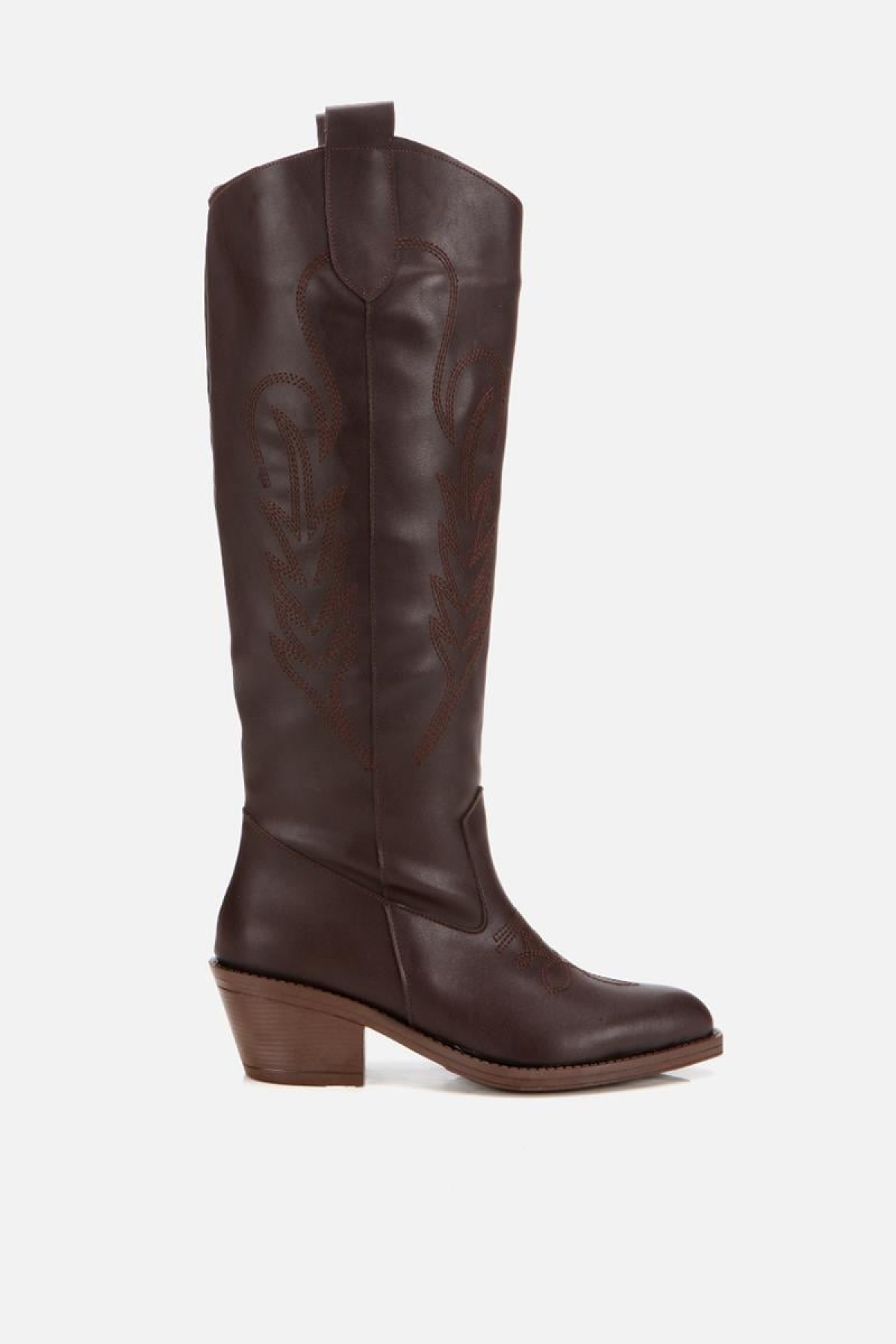 Kadın Kahverengi İşlemeli Kalın Topuklu Çizme - Görsel 2